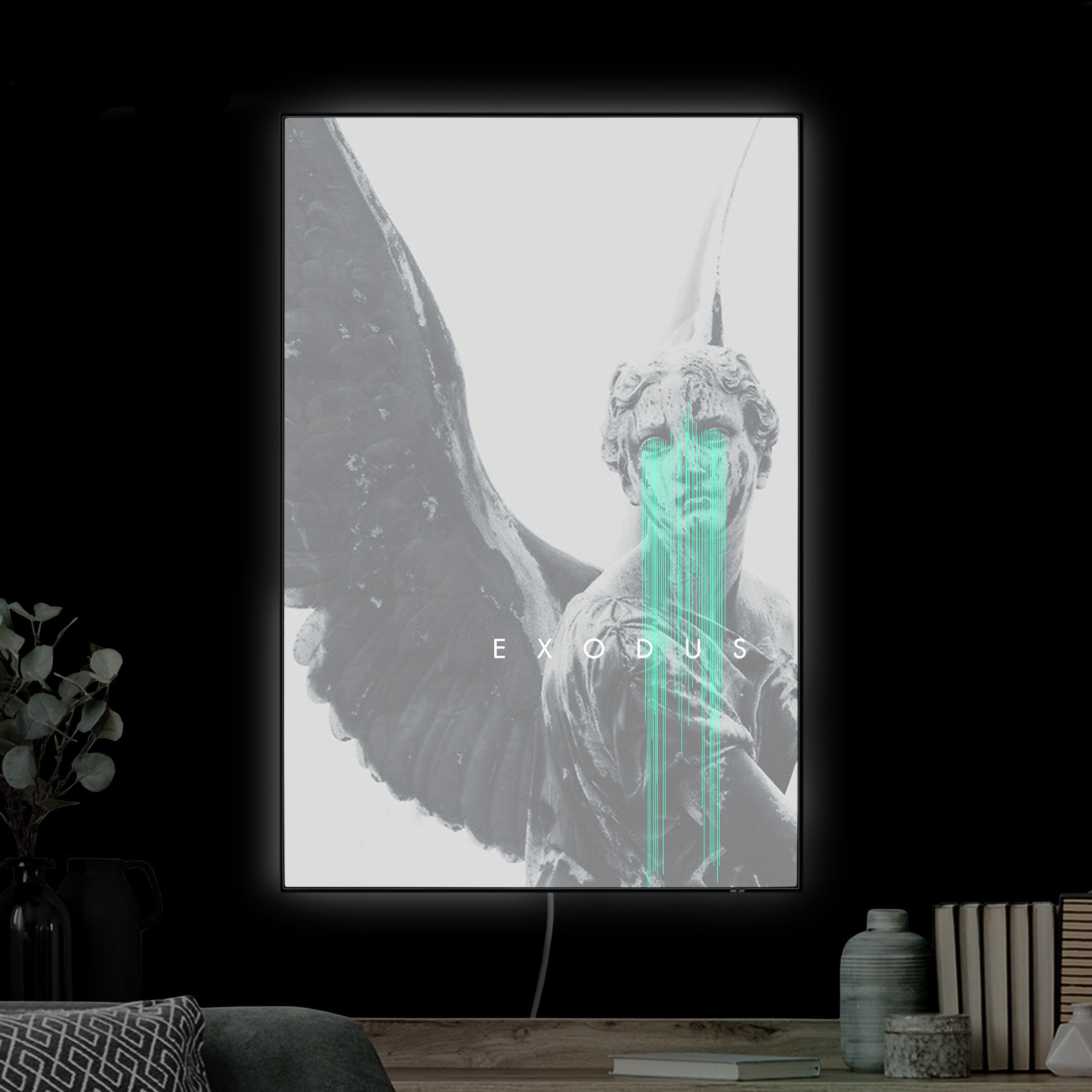LED-Wechselbild Engel mit digitalen Tränen