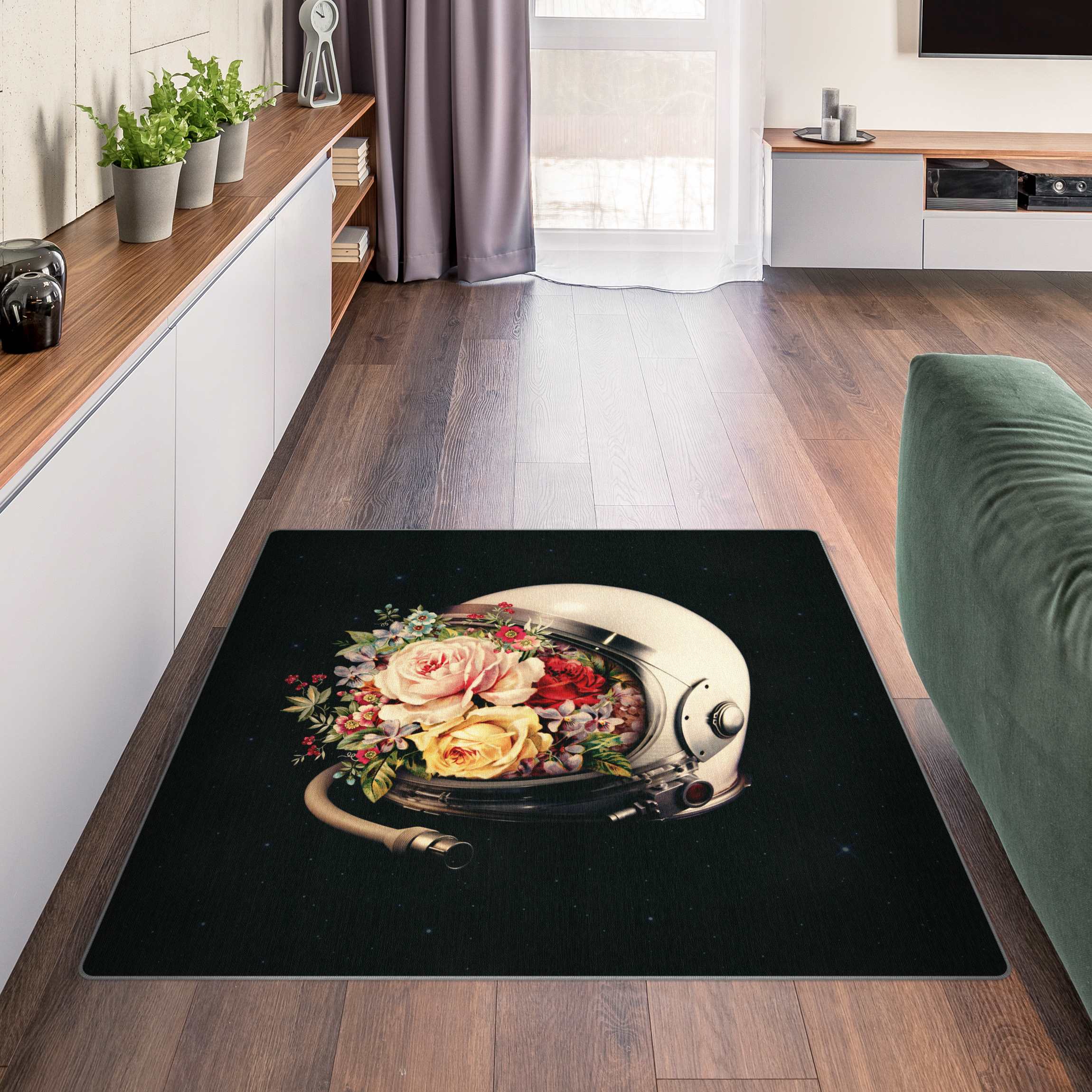 Teppich Enkel Dika - Rosen im Astronautenhelm