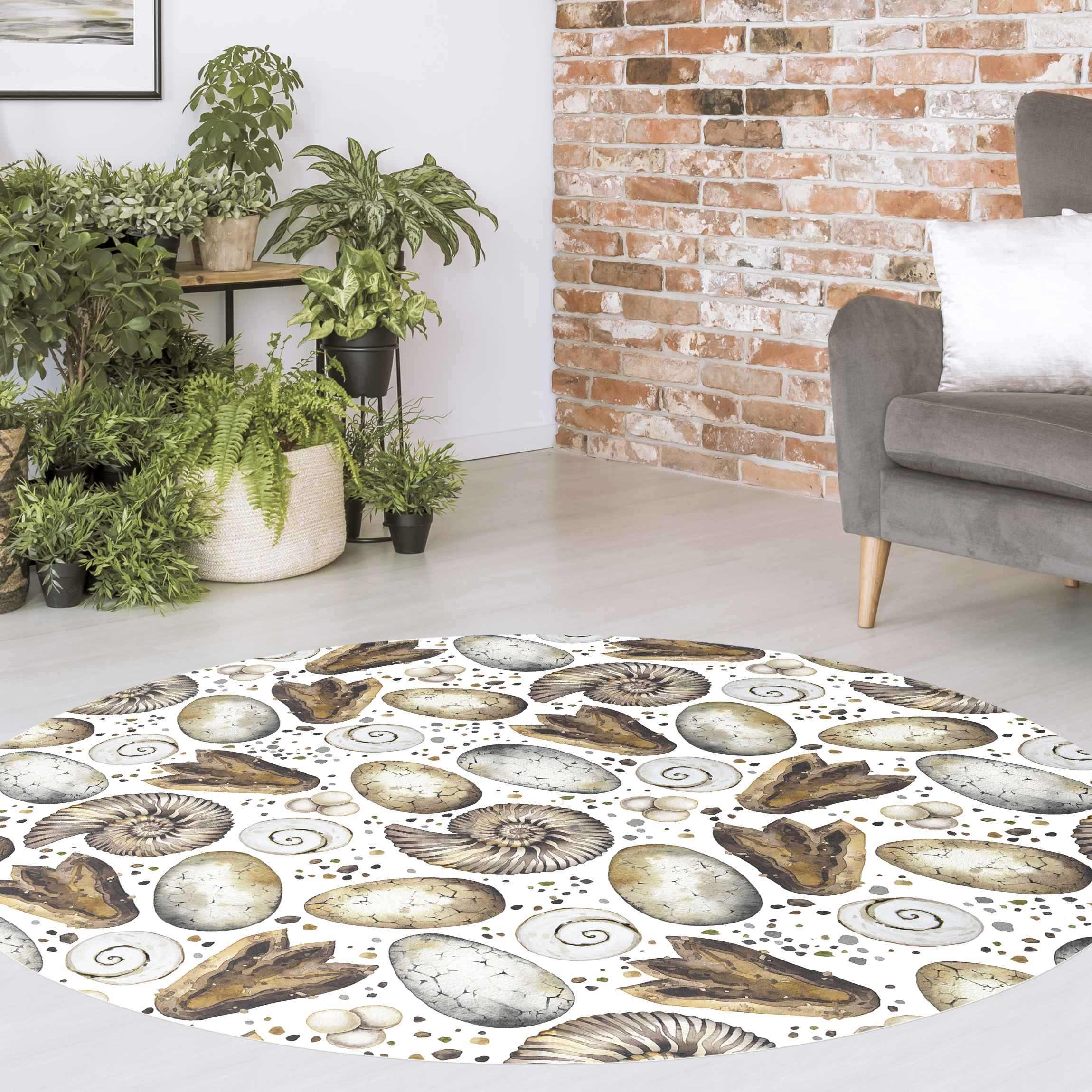 Runder Vinyl-Teppich Entdecker der Dinosaurier Eier und Abdrücke