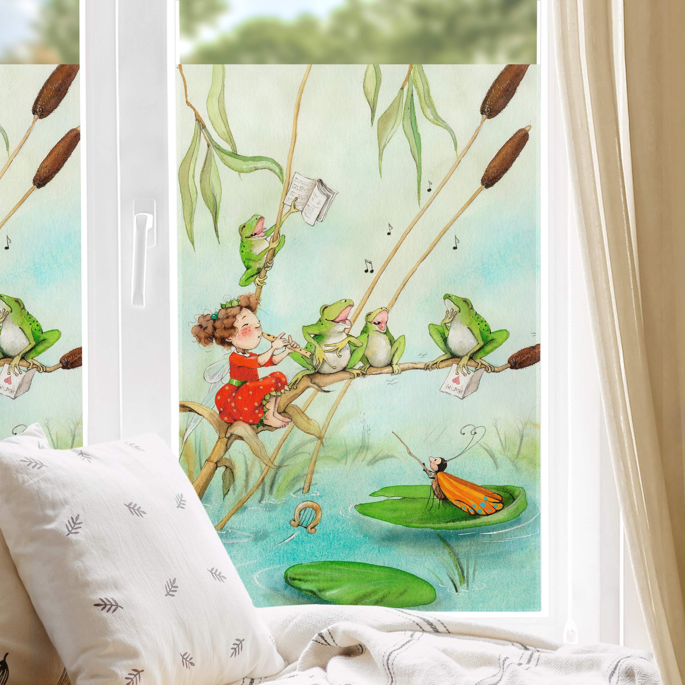 Fensterfolie Erdbeerinchen Erdbeerfee - Froschkonzert
