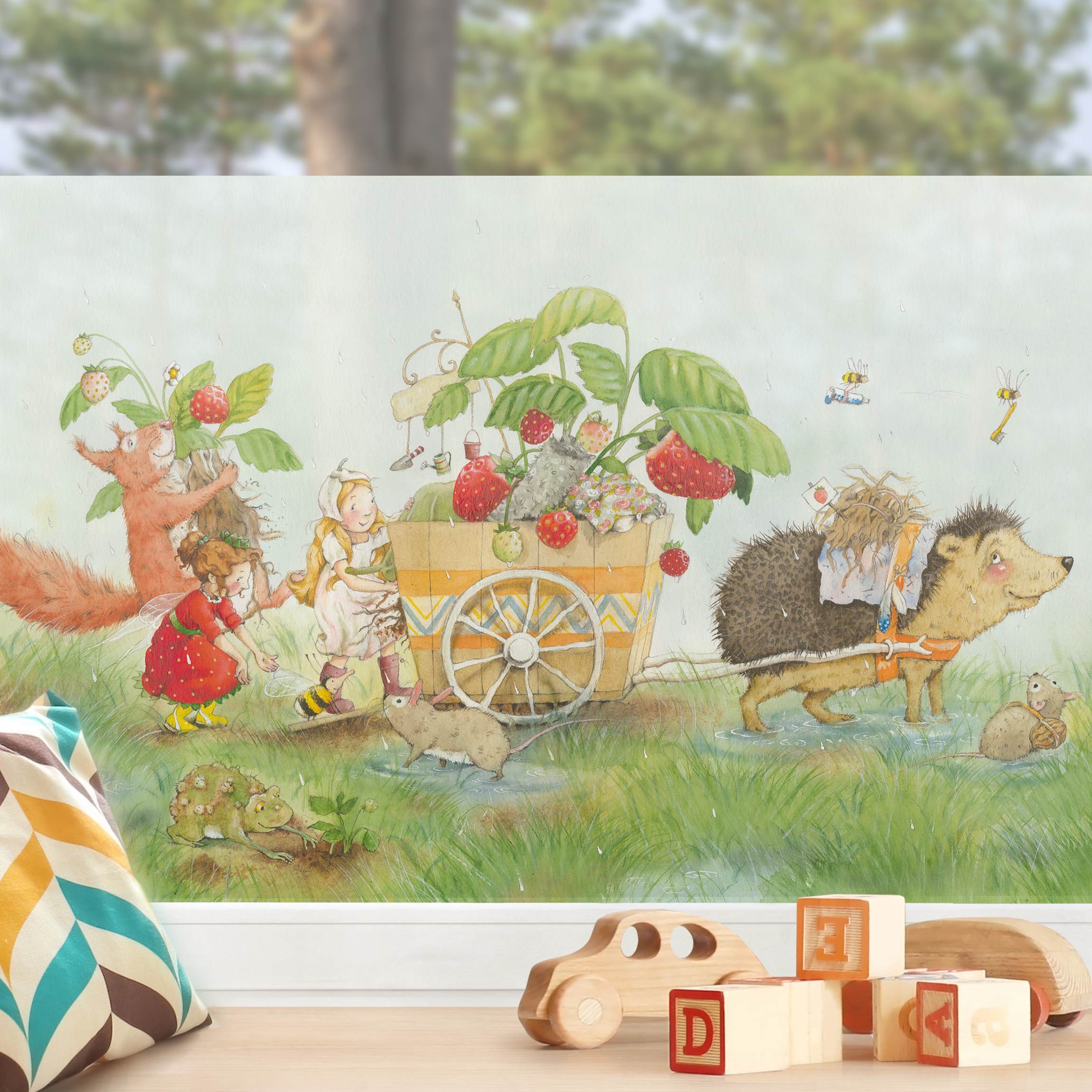 Fensterfolie Erdbeerinchen Erdbeerfee - Mit Igel