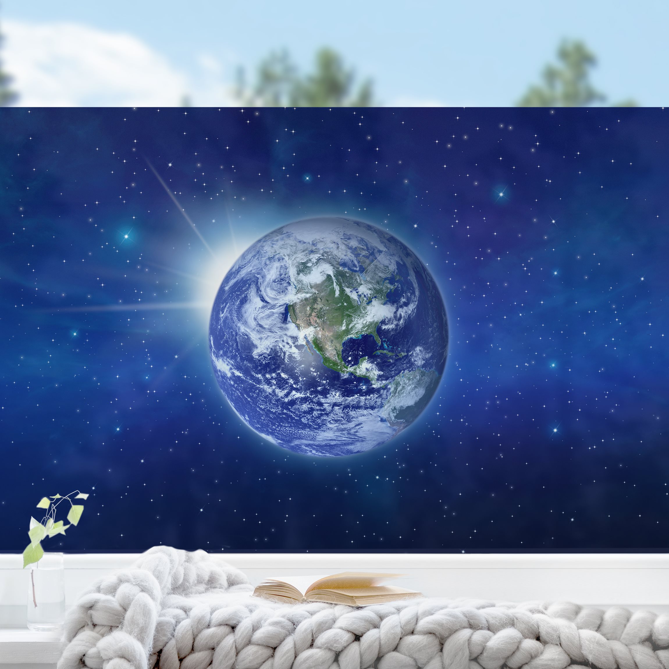 Fensterfolie Erde im Weltall