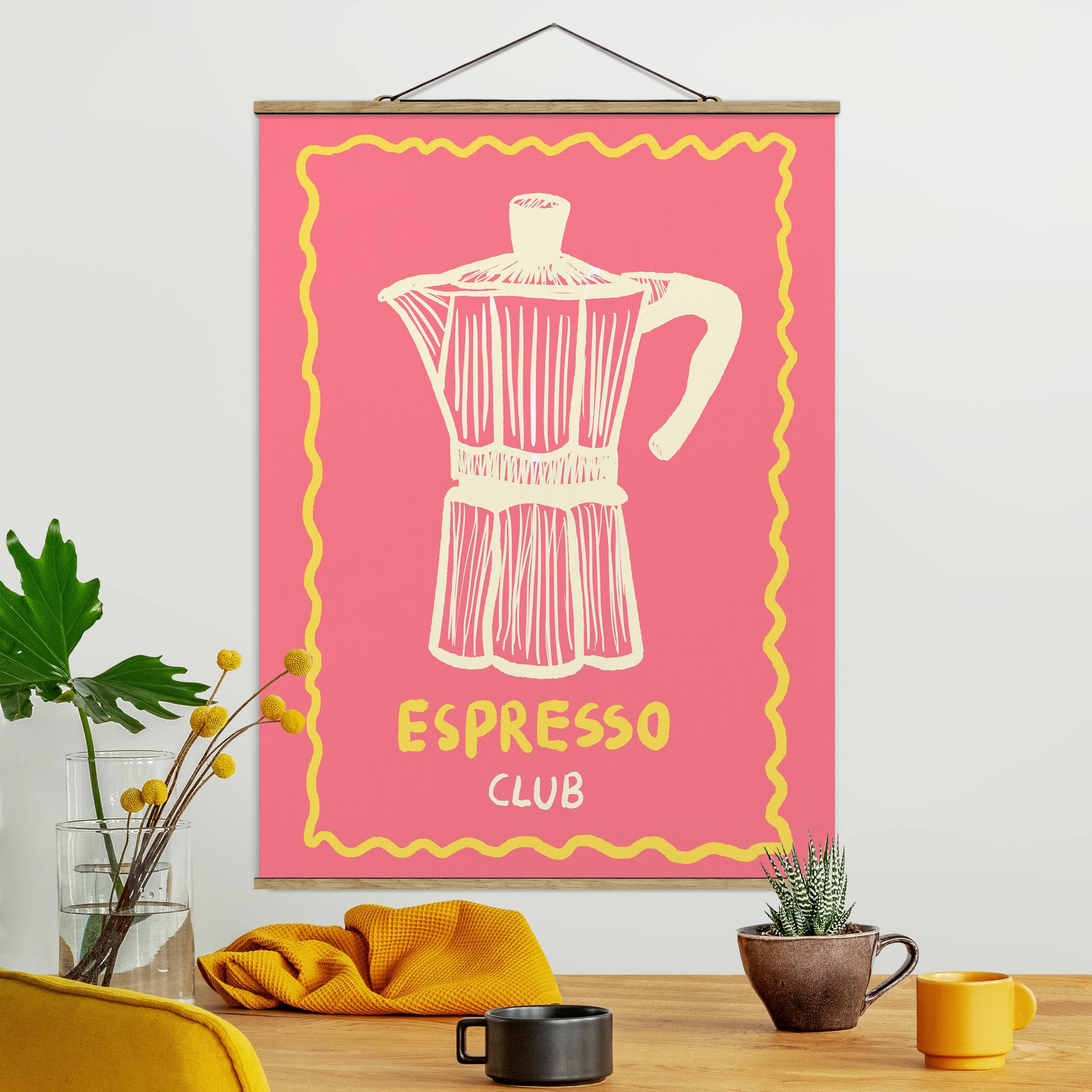Stoffbild mit Posterleisten Espresso Club