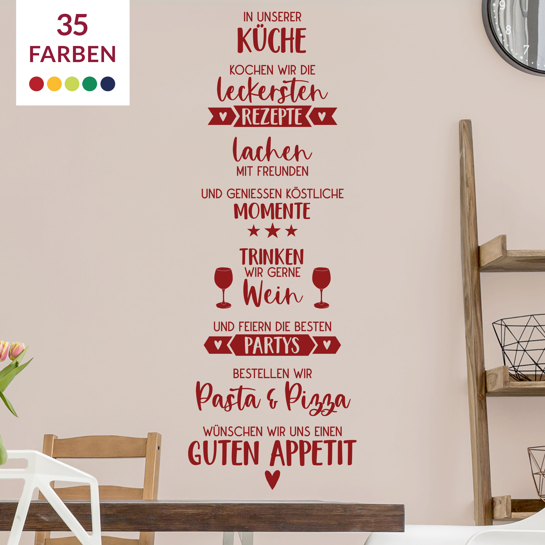 Wandtattoo Essen und Lachen in unserer Küche