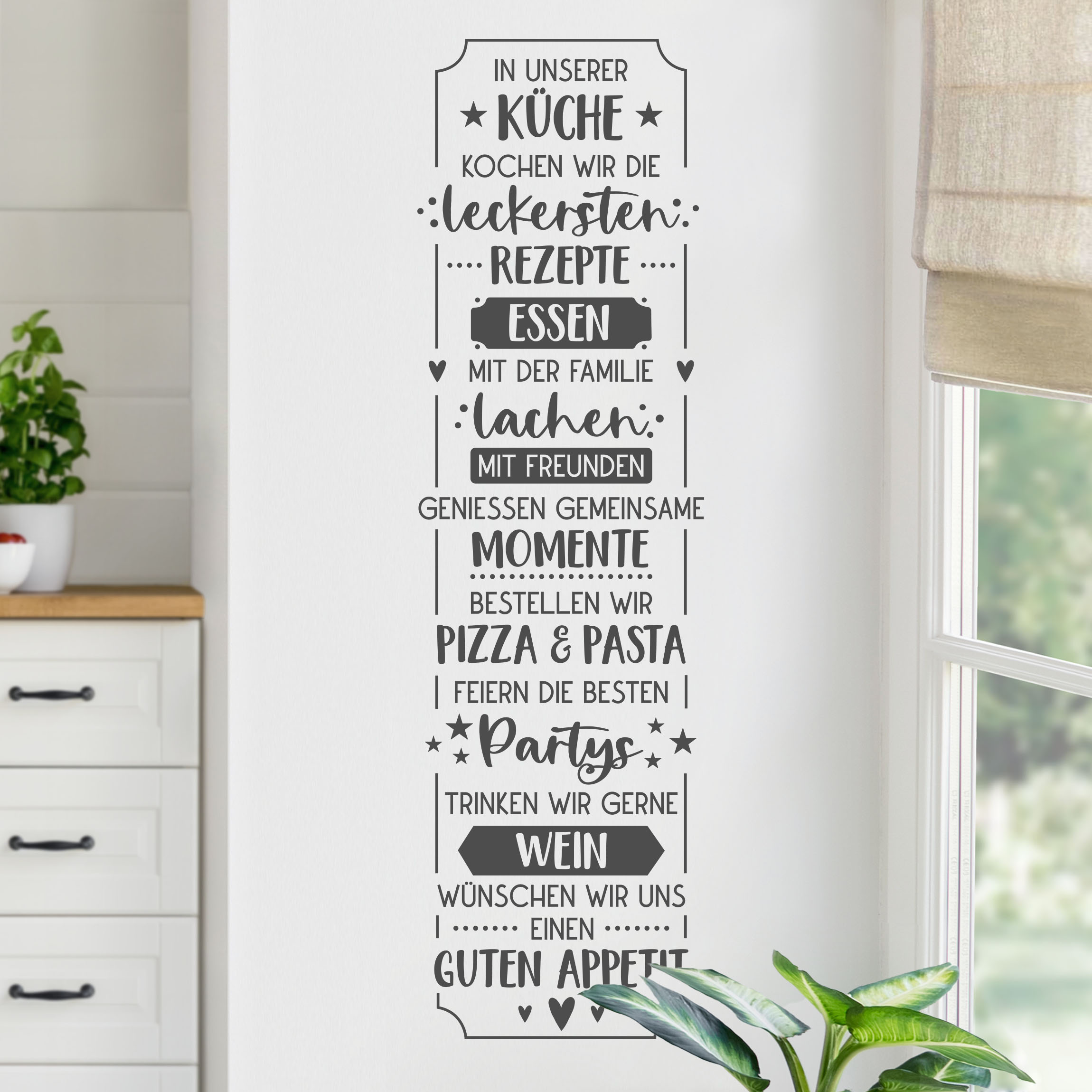Wandtattoo Essen und Lachen in unserer Küche