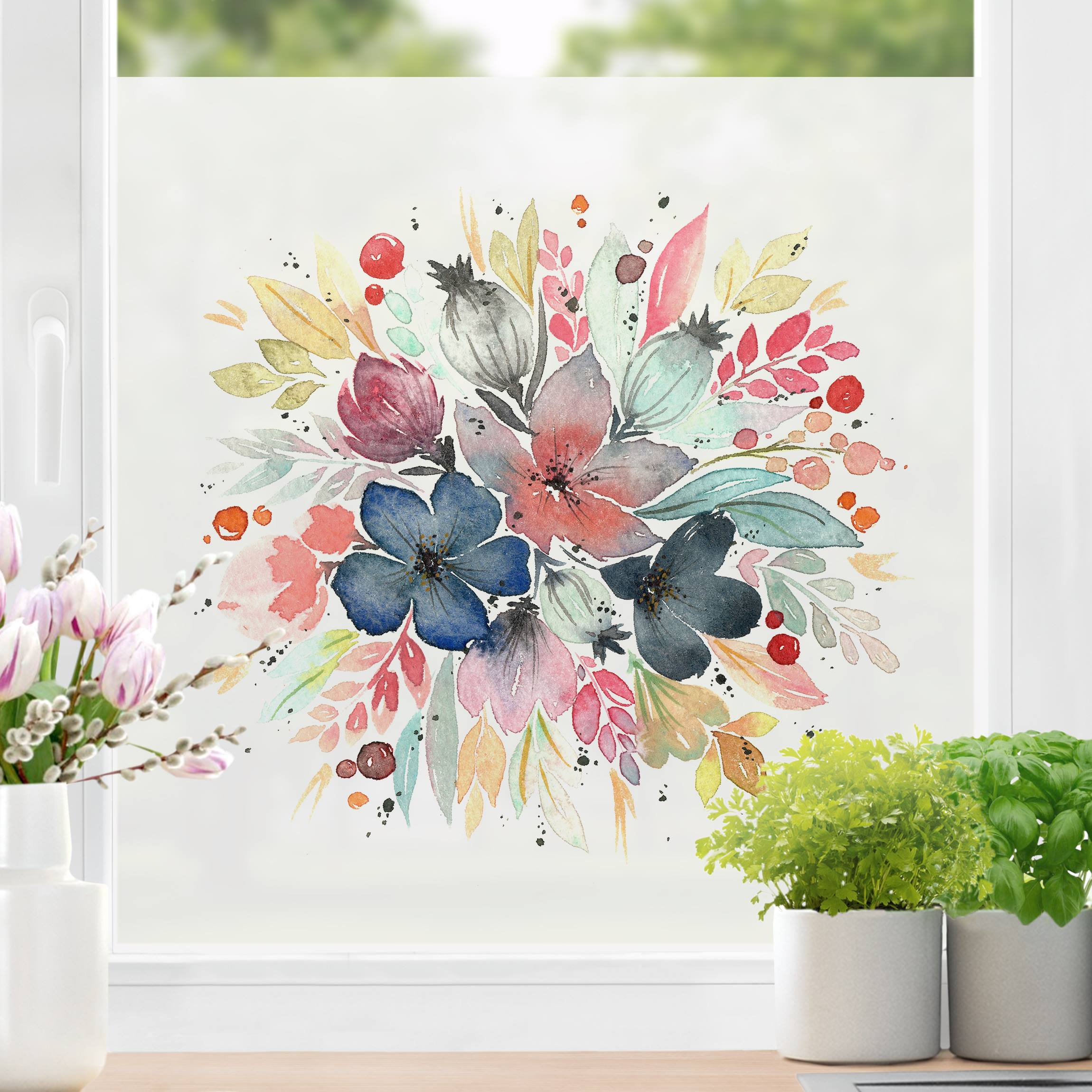 Fensterfolie Esther Meinl - Aquarell Herbst Bouquet