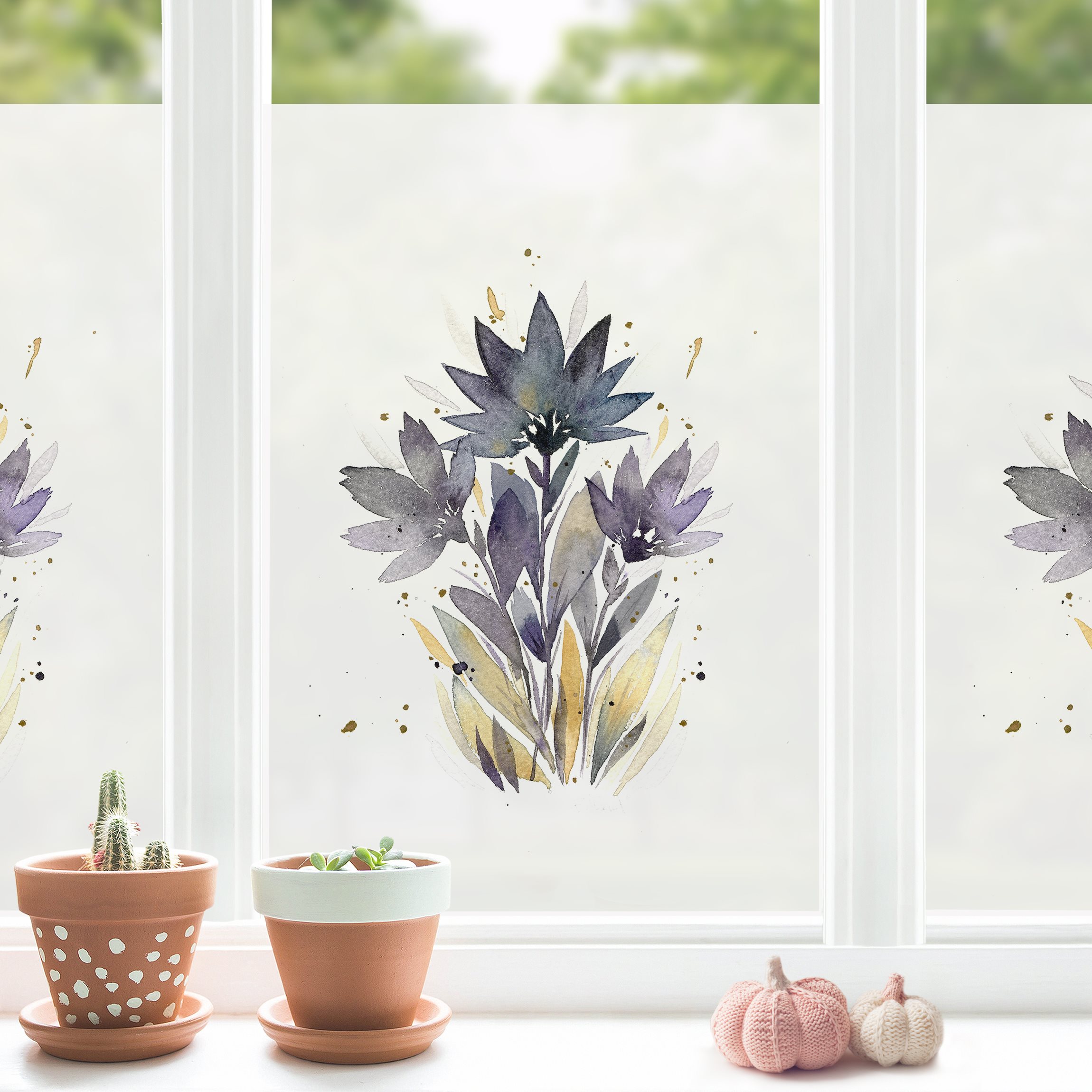 Fensterfolie Esther Meinl - Aquarell Blumen Violett