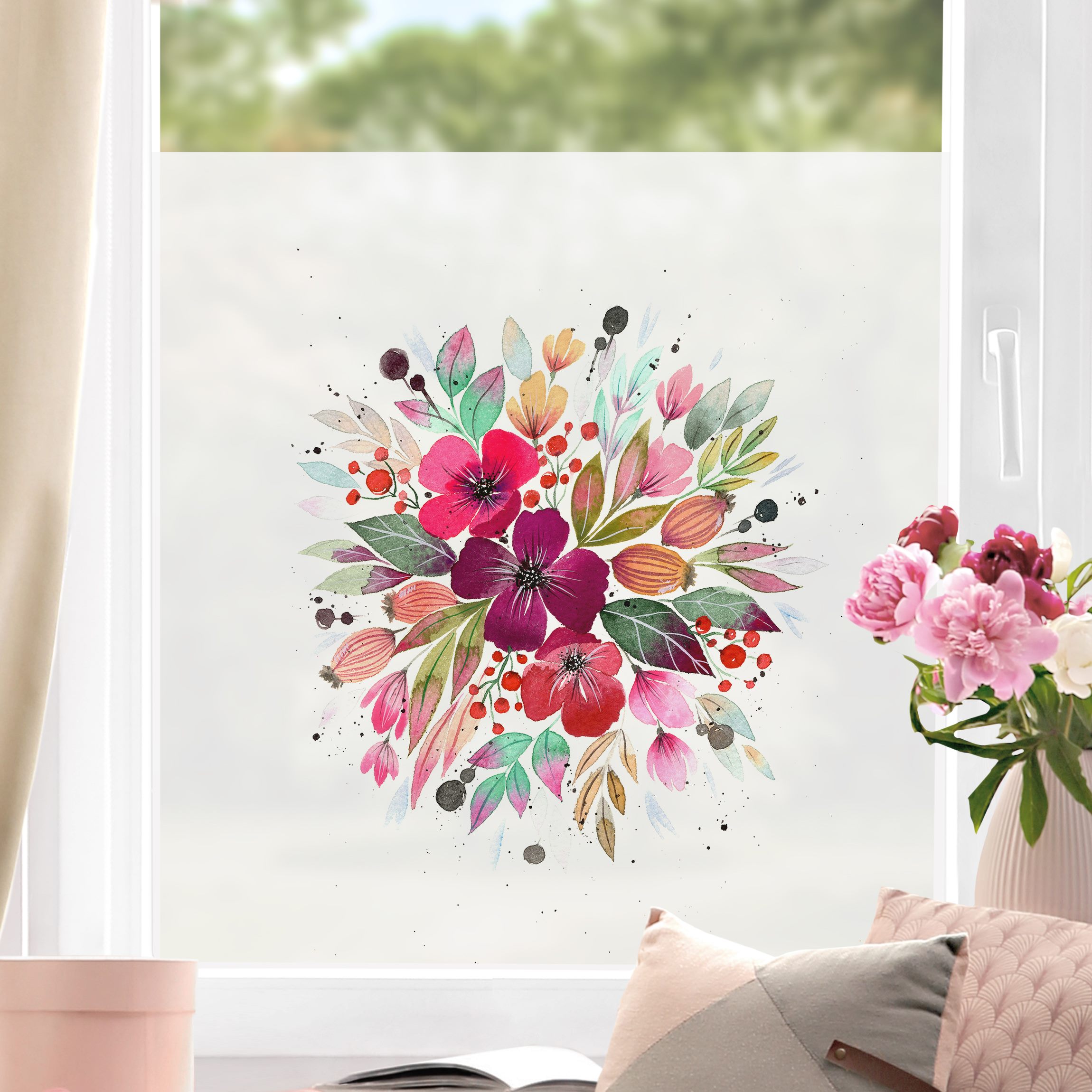 Fensterfolie Esther Meinl - Aquarell Sommer Bouquet