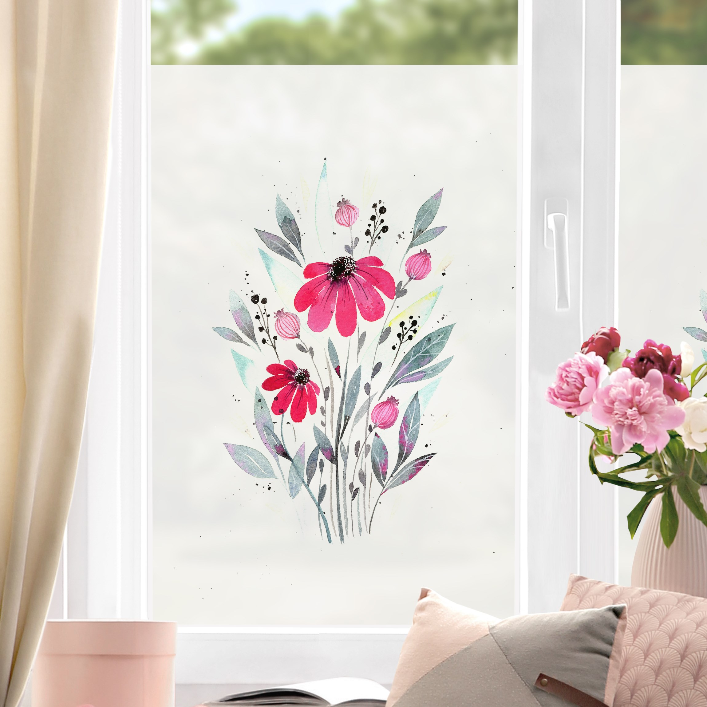 Fensterfolie Esther Meinl - Pink Aquarell Gerbera