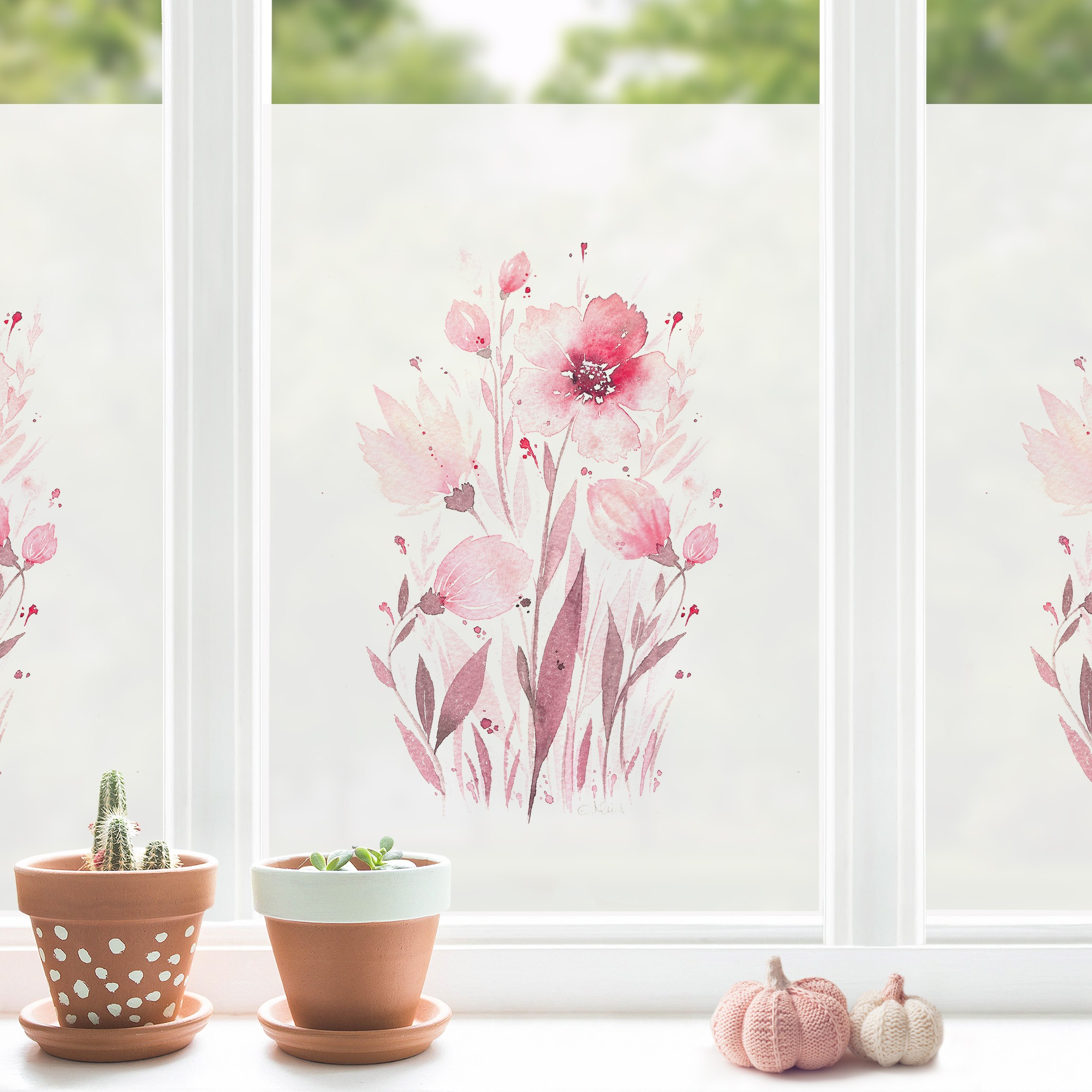 Fensterfolie Esther Meinl - Rosa Aquarell Blumen