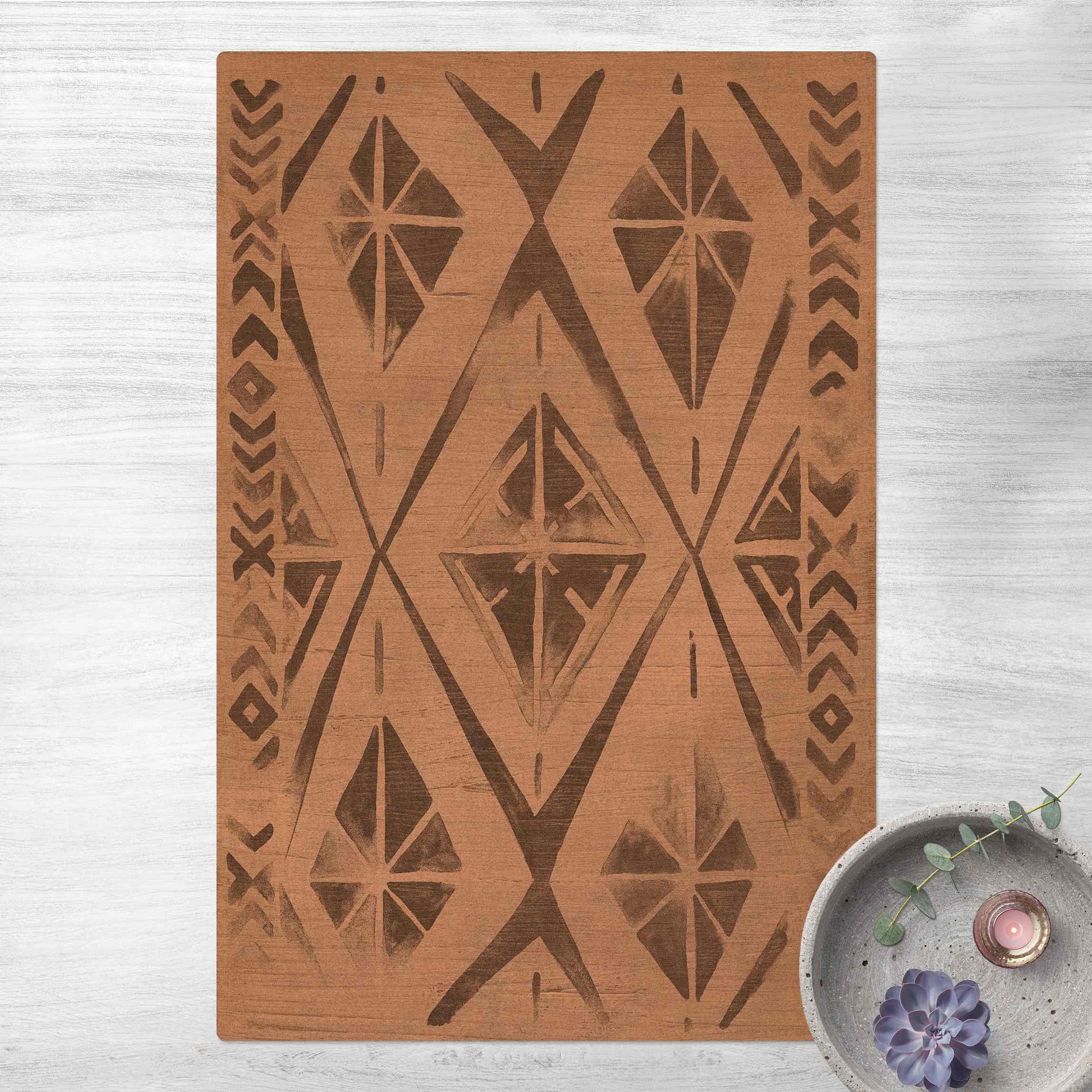 Kork-Teppich Ethnomuster Diamant