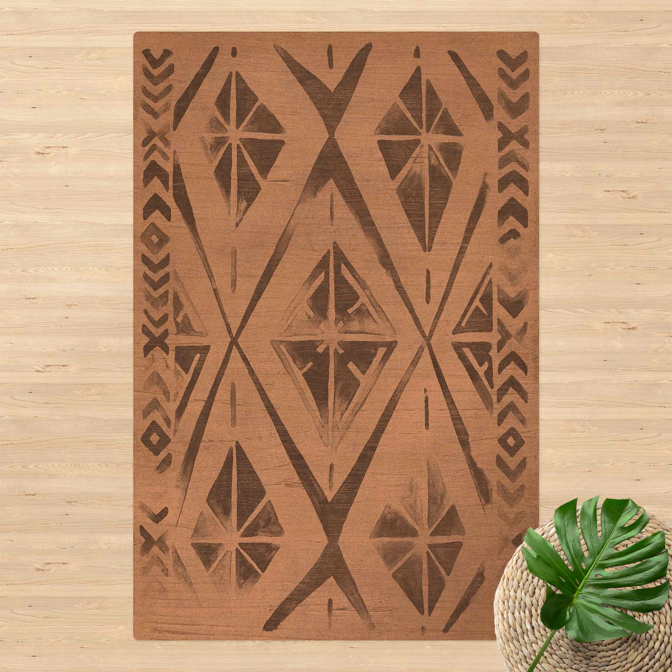 Kork-Teppich Ethnomuster Diamant