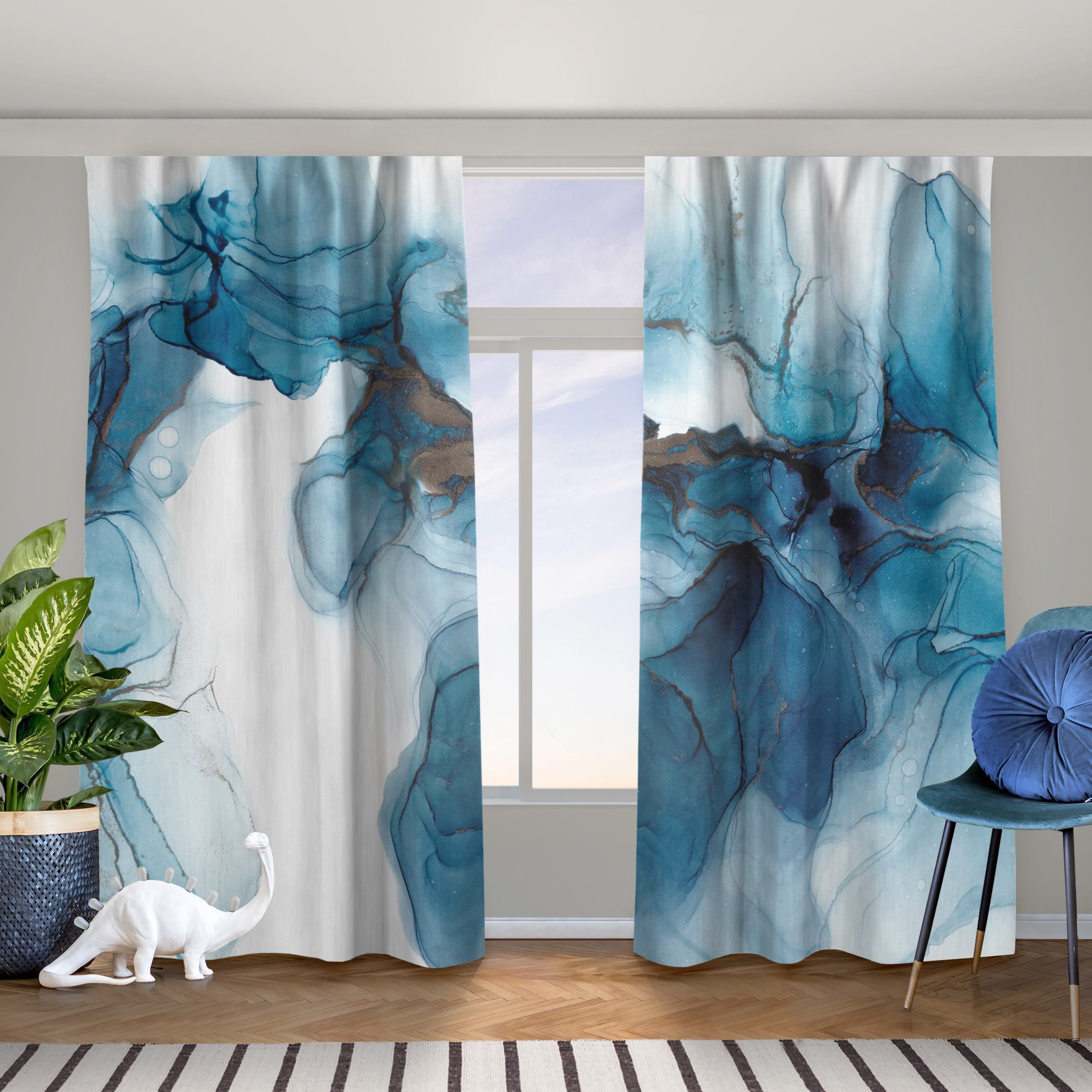 Vorhang Evolution Blau und Gold