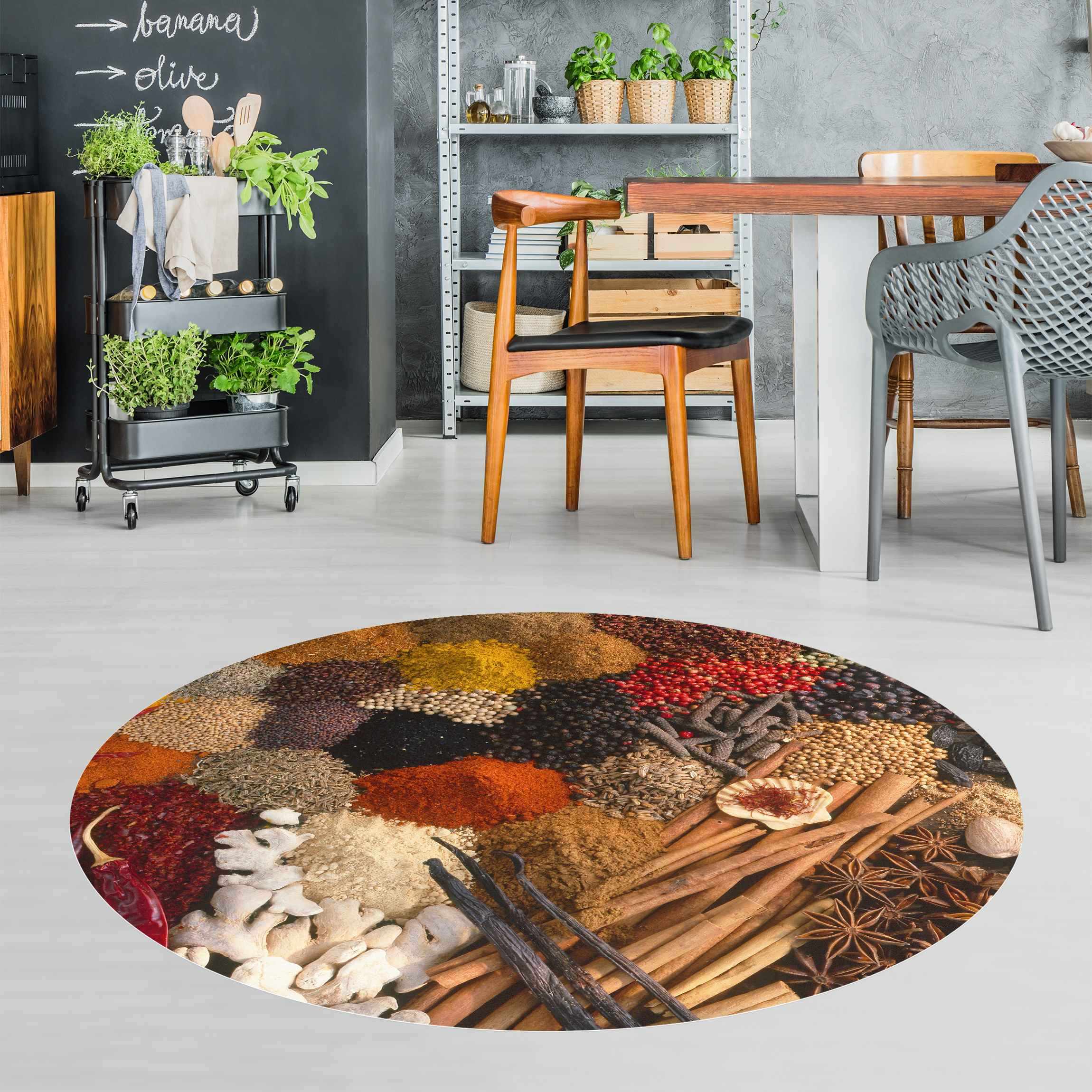 Runder Vinyl-Teppich Exotische Gewürze