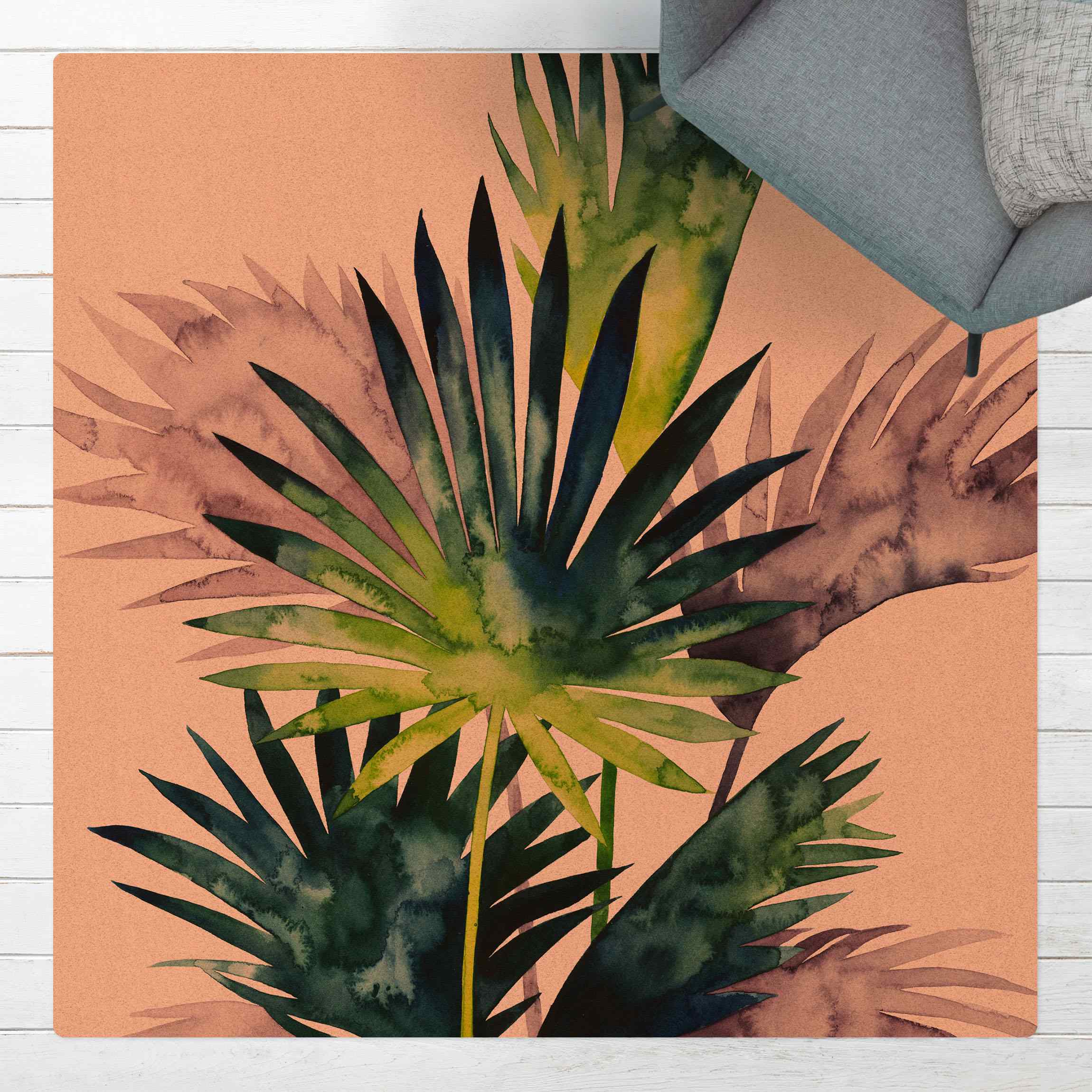 Kork-Teppich Exotisches Blattwerk - Fächerpalme