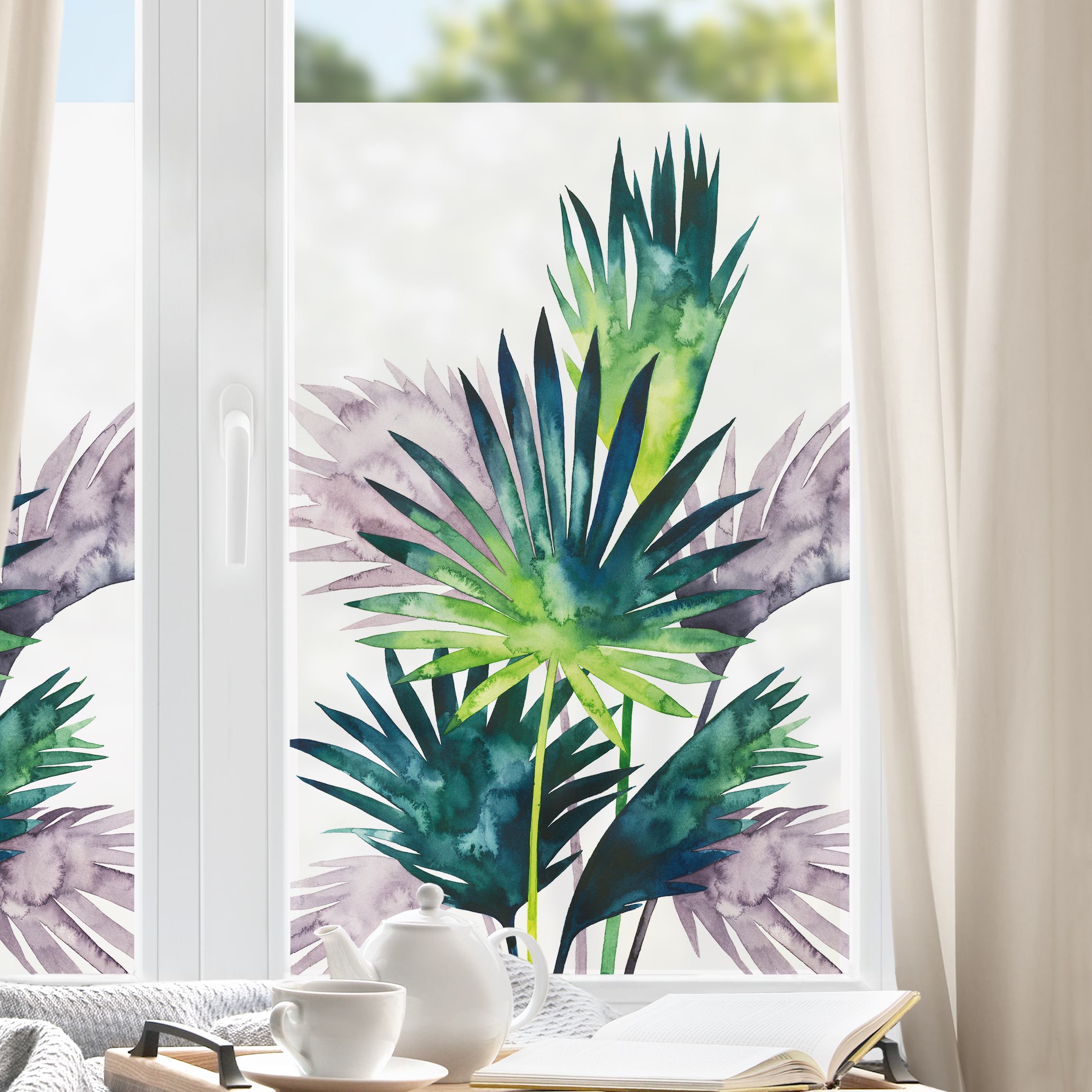 Fensterfolie Exotisches Blattwerk - Fächerpalme