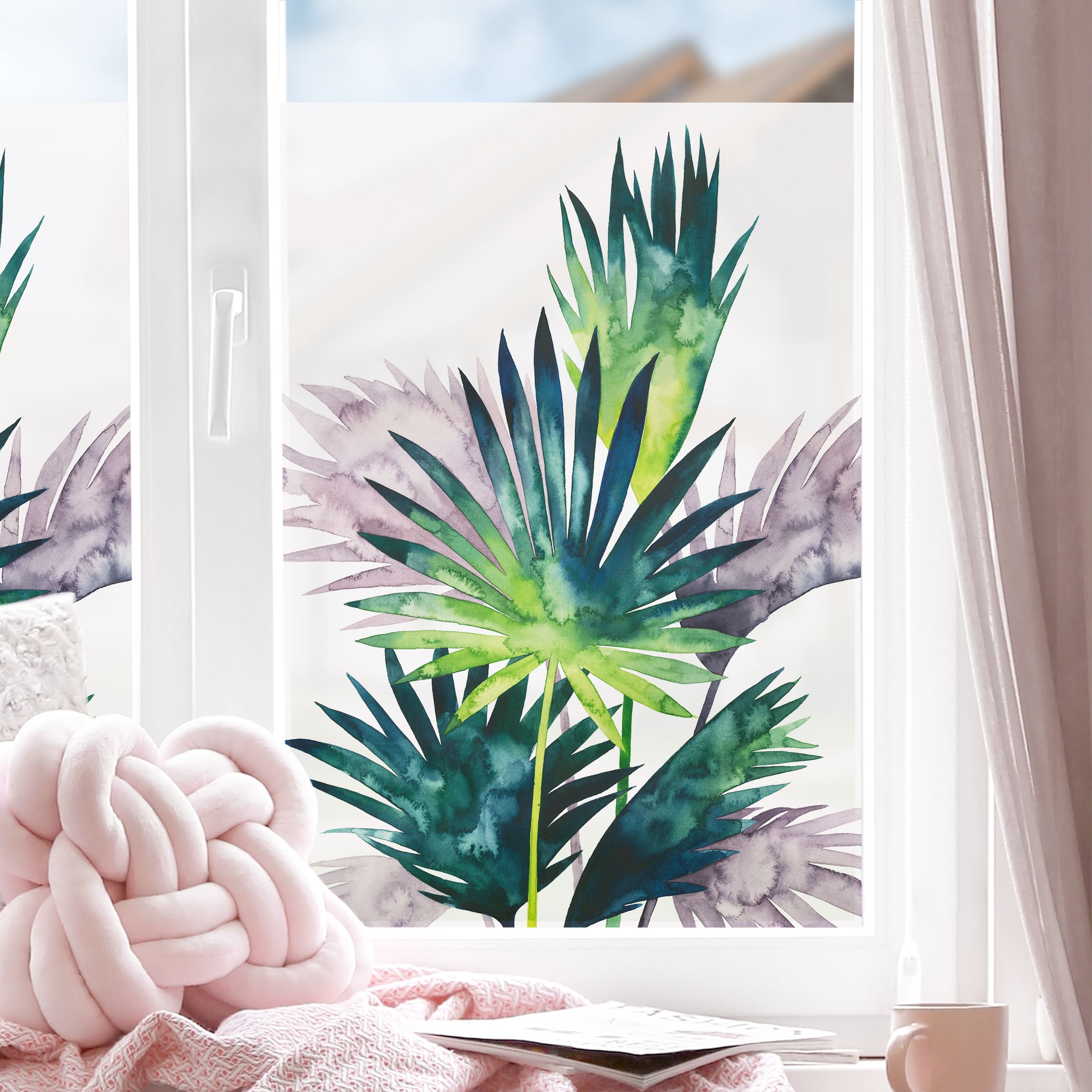 Fensterfolie Exotisches Blattwerk - Fächerpalme