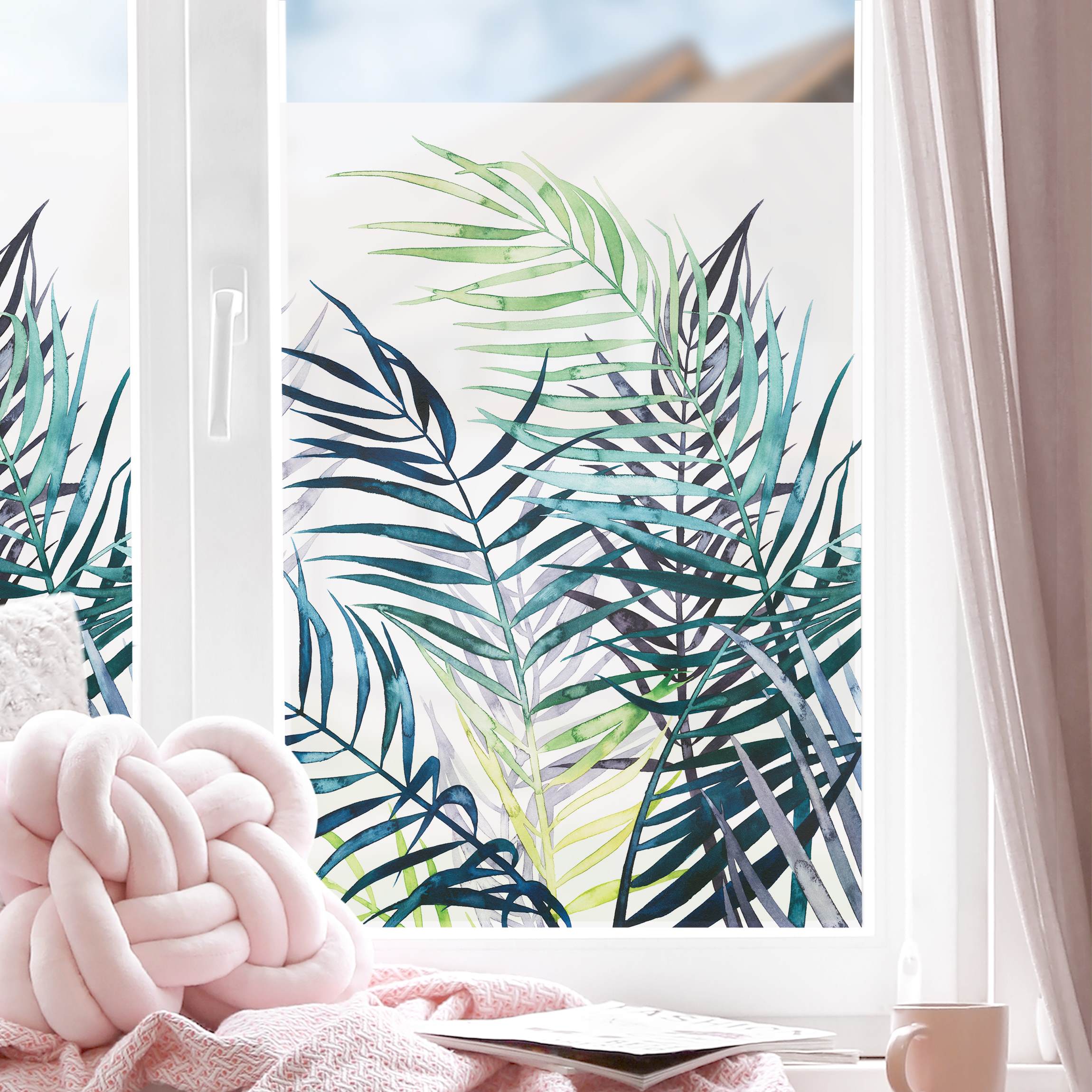 Fensterfolie Exotisches Blattwerk - Palme