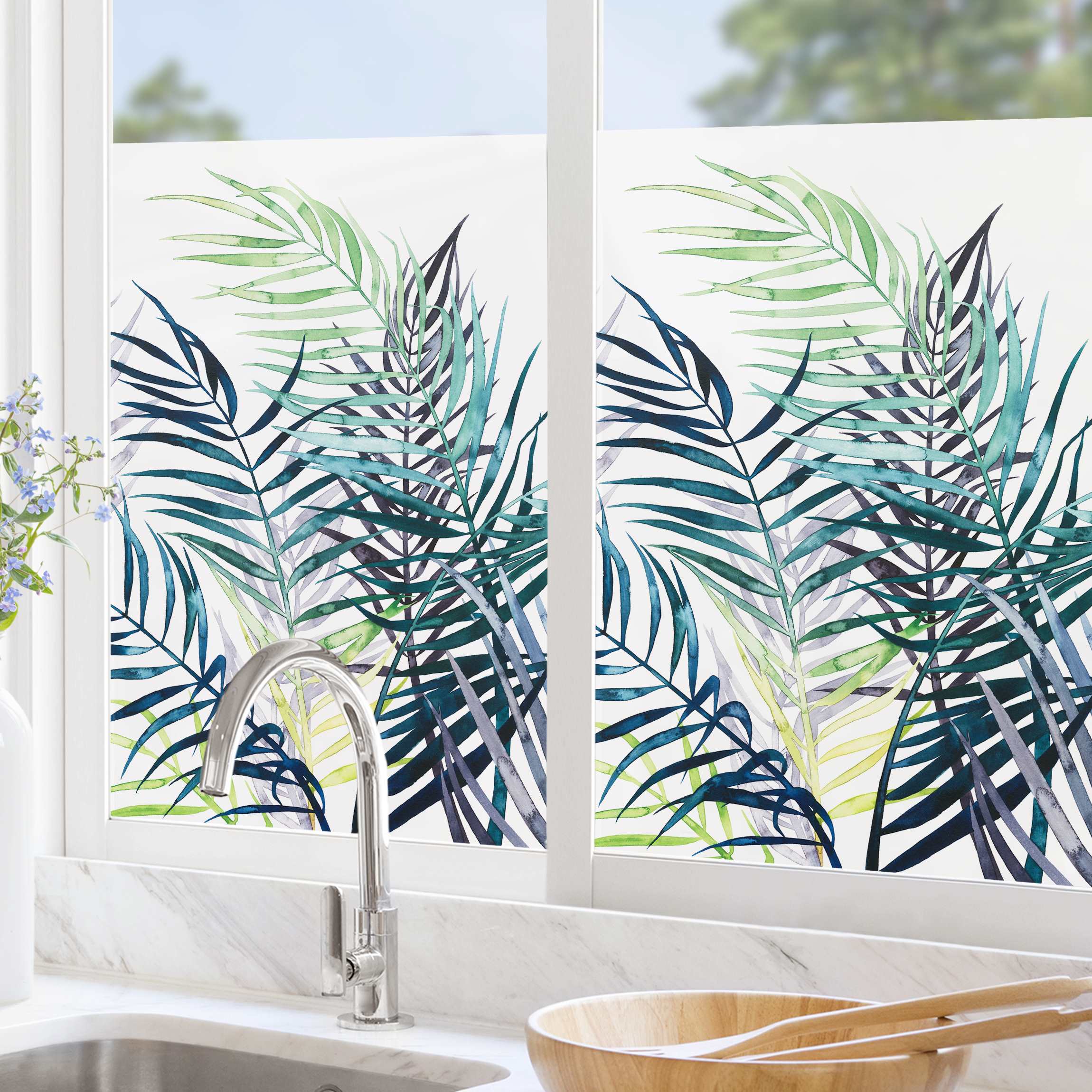 Fensterfolie Exotisches Blattwerk - Palme