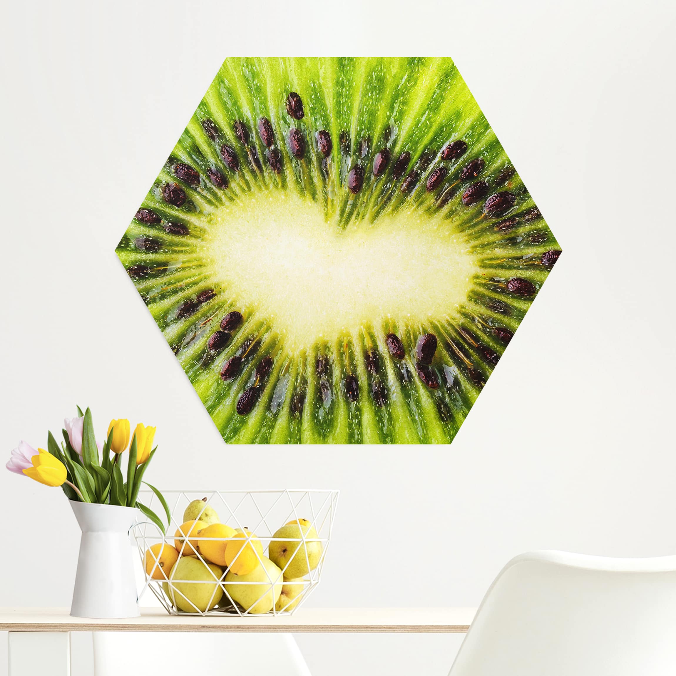 Hexagon-Alu-Dibond Bild Kiwi Heart