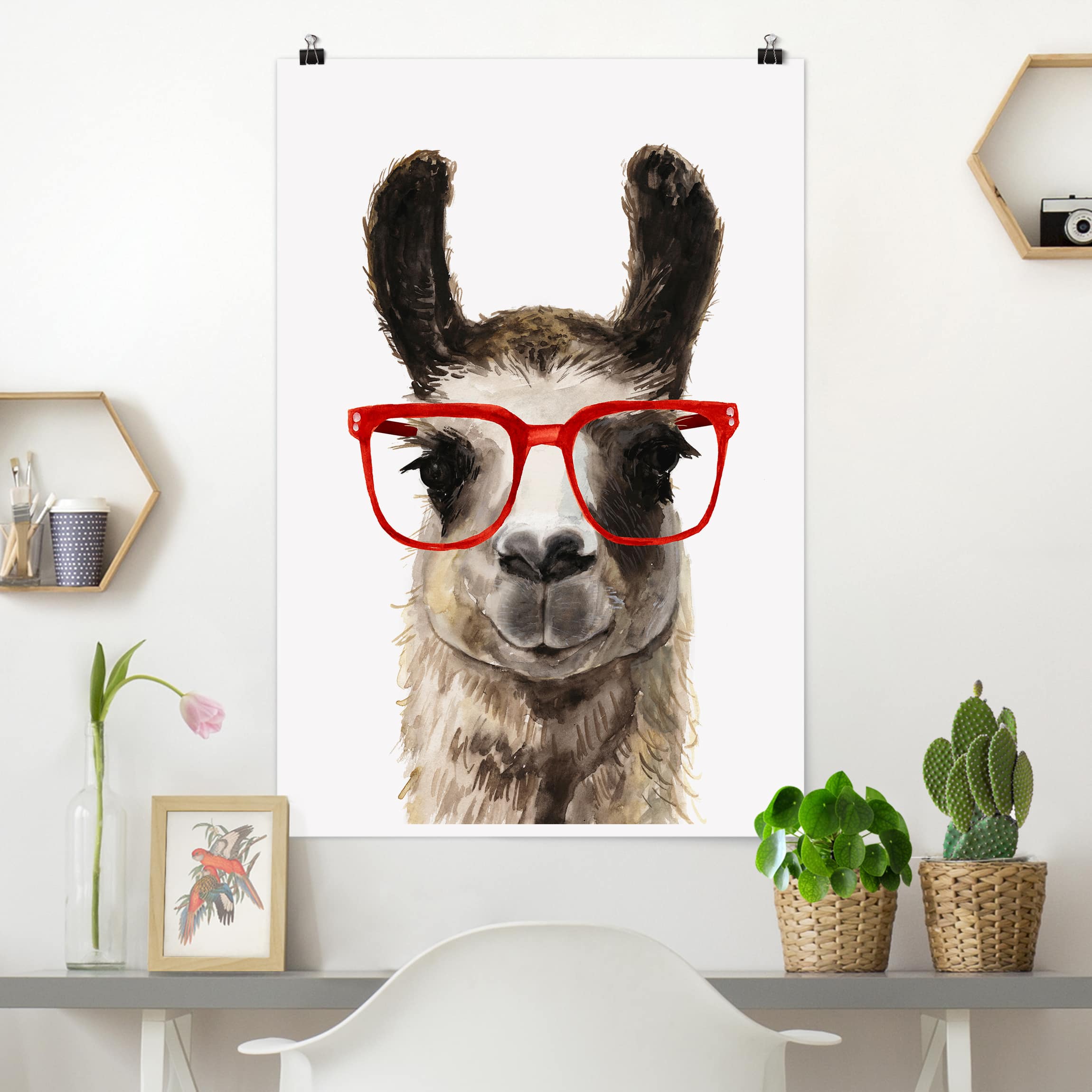 Poster Kinderzimmer Hippes Lama mit Brille II
