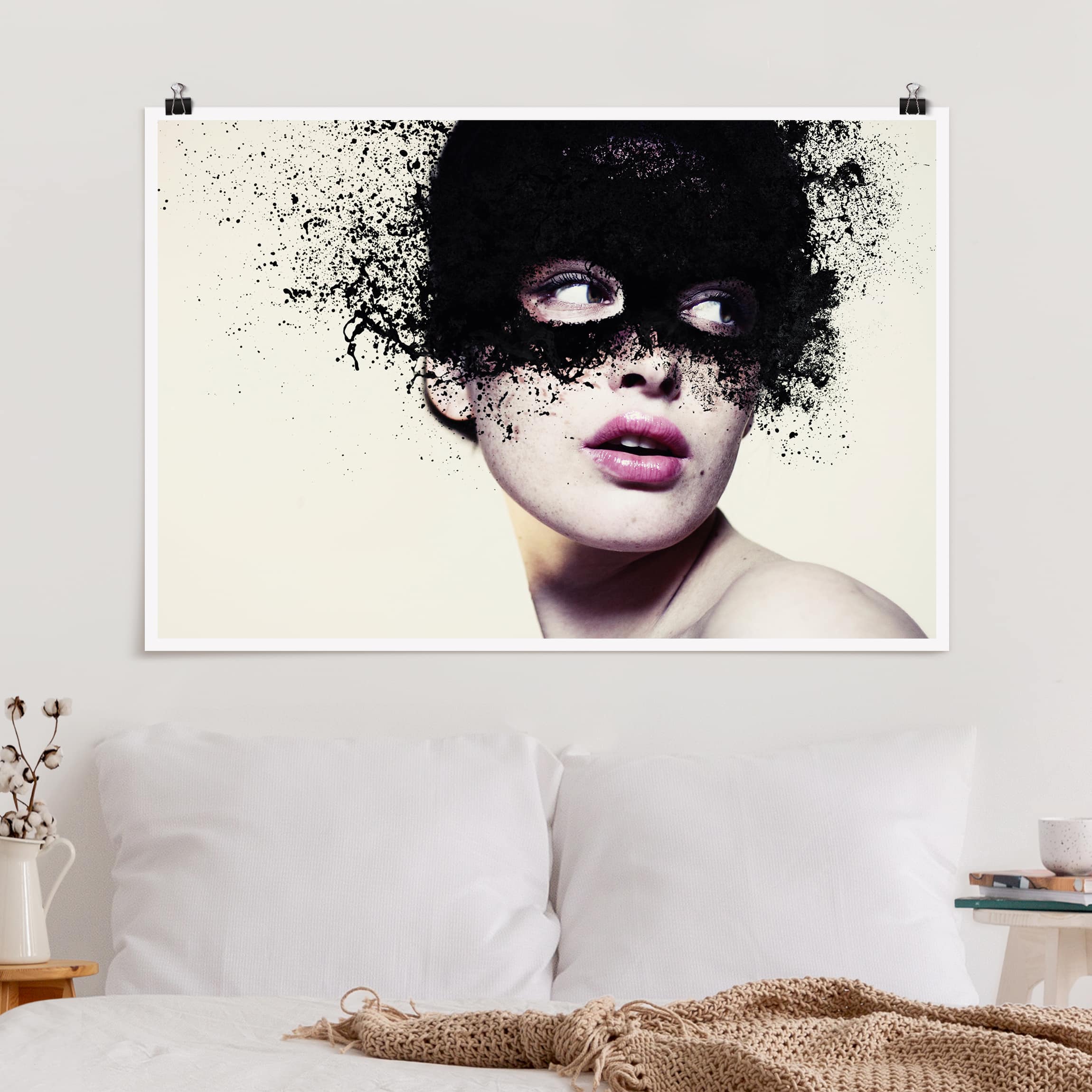 Poster - Querformat Das Mädchen mit der schwarzen Maske