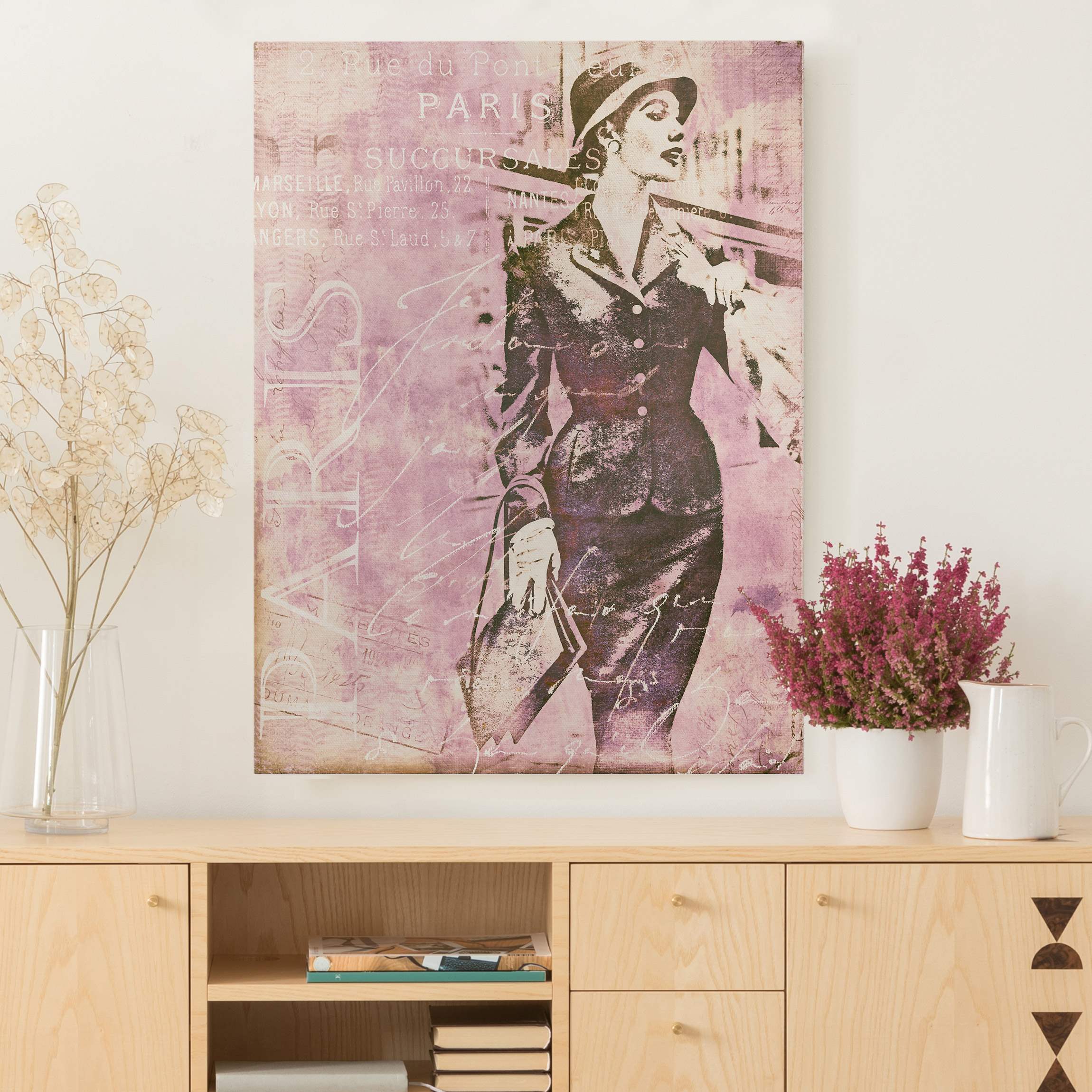 Leinwandbild Vintage Collage - Pariserin