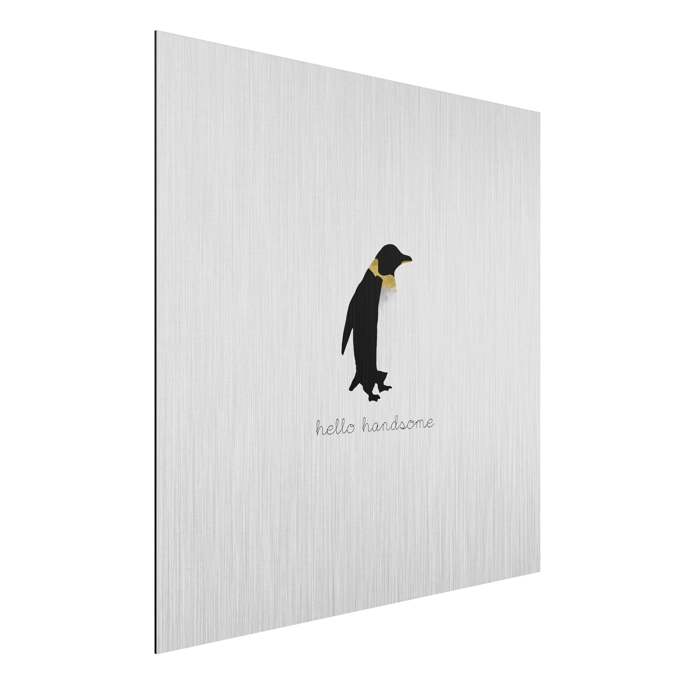 Alu-Dibond Bild Pinguin Zitat Hello Handsome