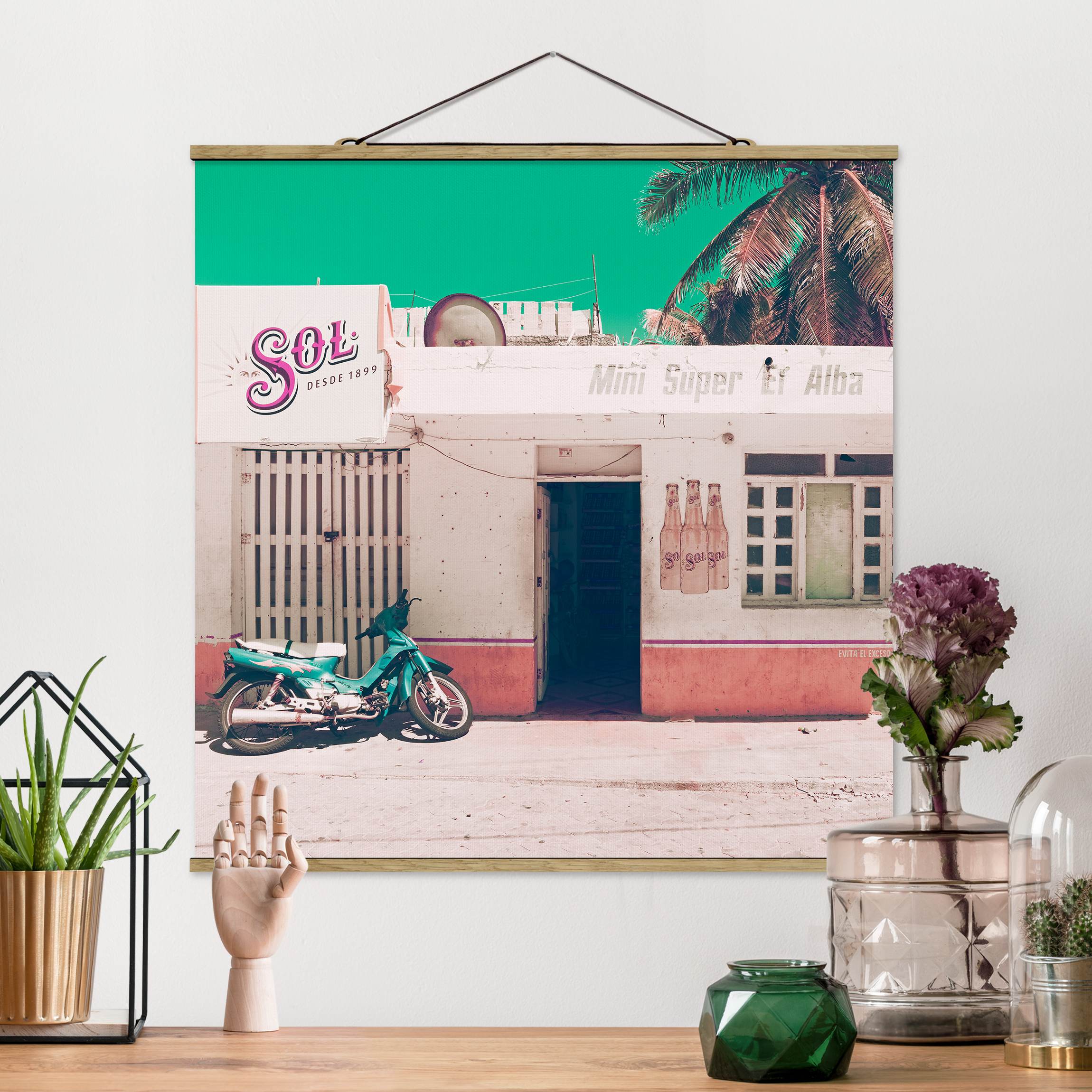 Stoffbild - Quadrat Mini Supermarkt Vintage