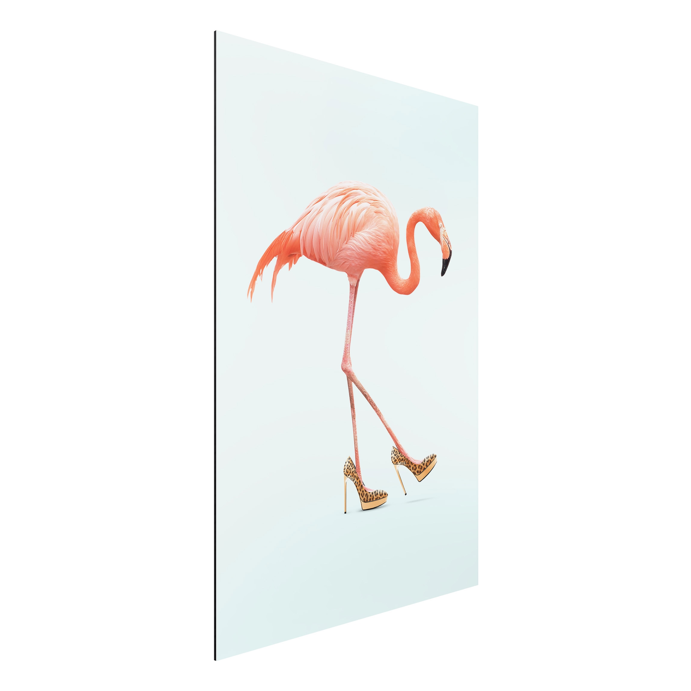 Alu-Dibond Outdoor Bild Flamingo mit High Heels