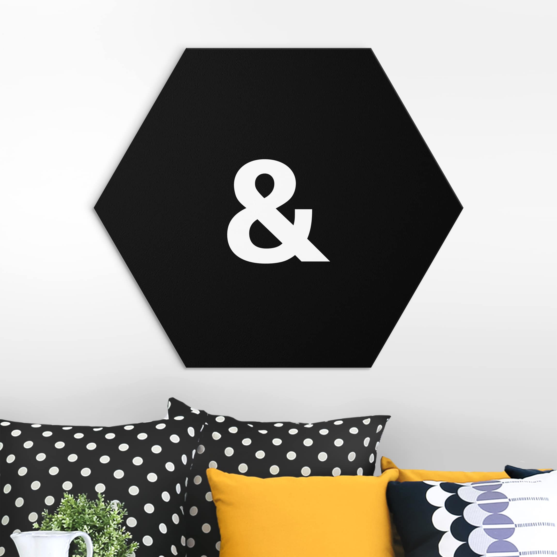 Hexagon-Alu-Dibond Bild Buchstabe Schwarz &
