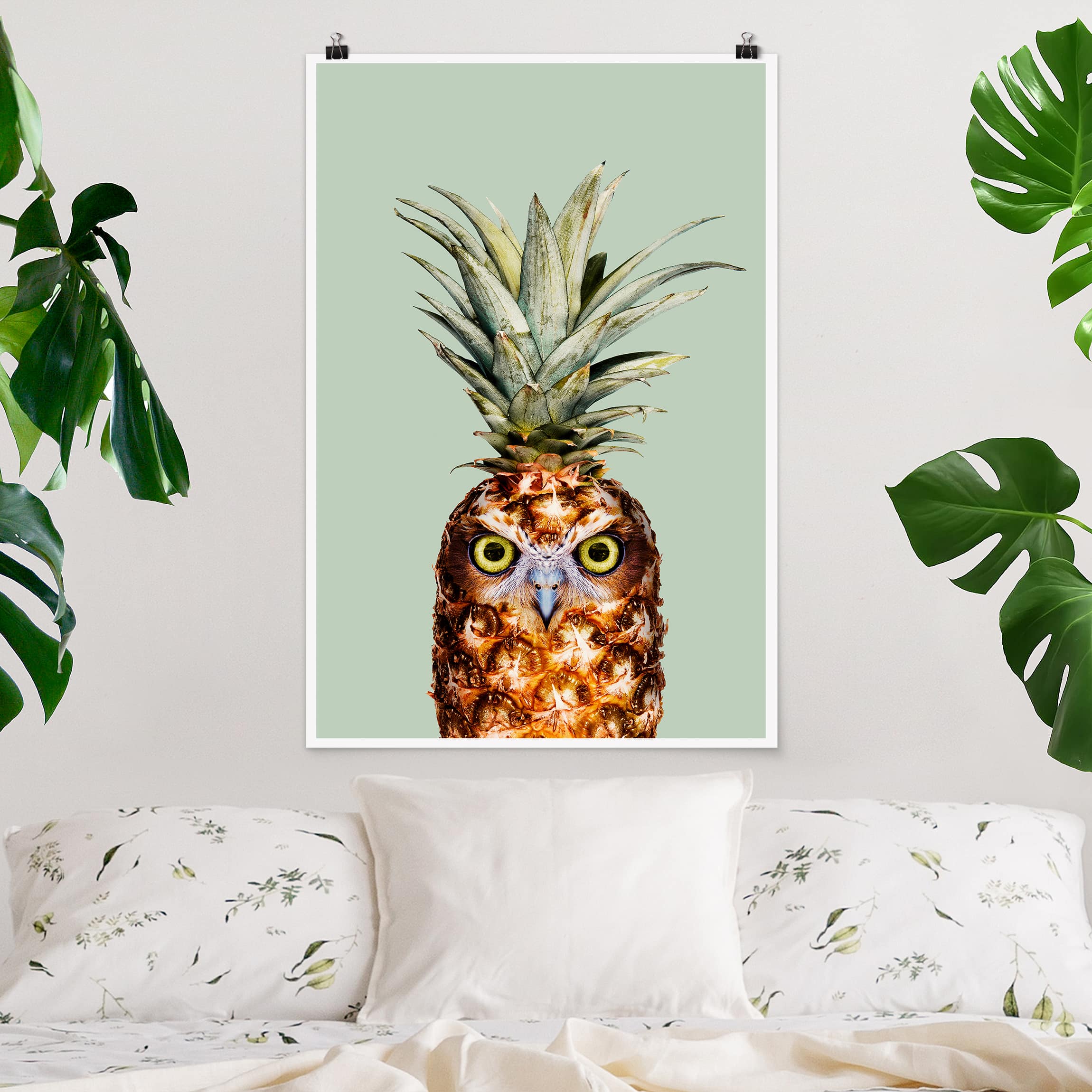 Poster - Hochformat Ananas mit Eule