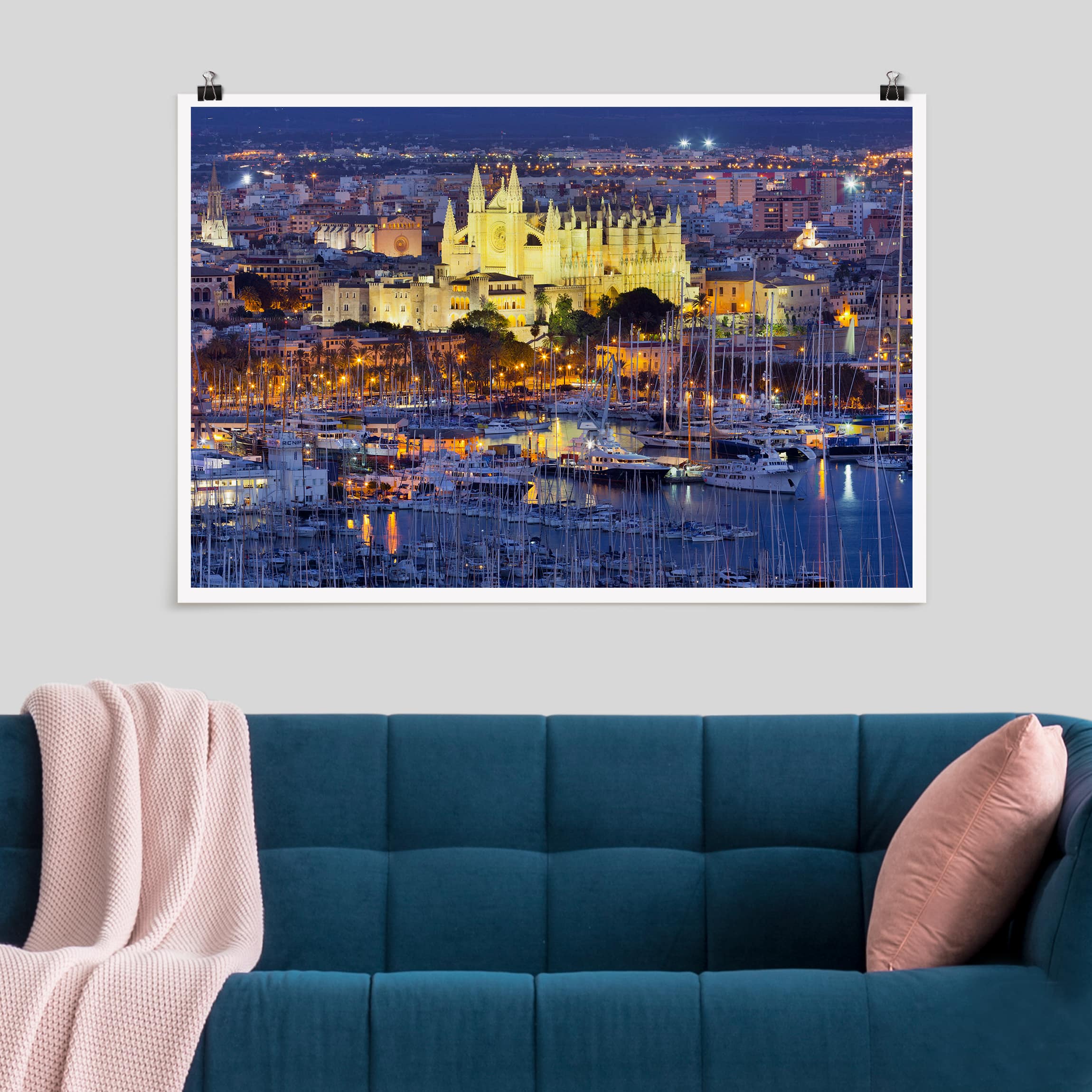Poster - Querformat Palma de Mallorca City Skyline und Hafen