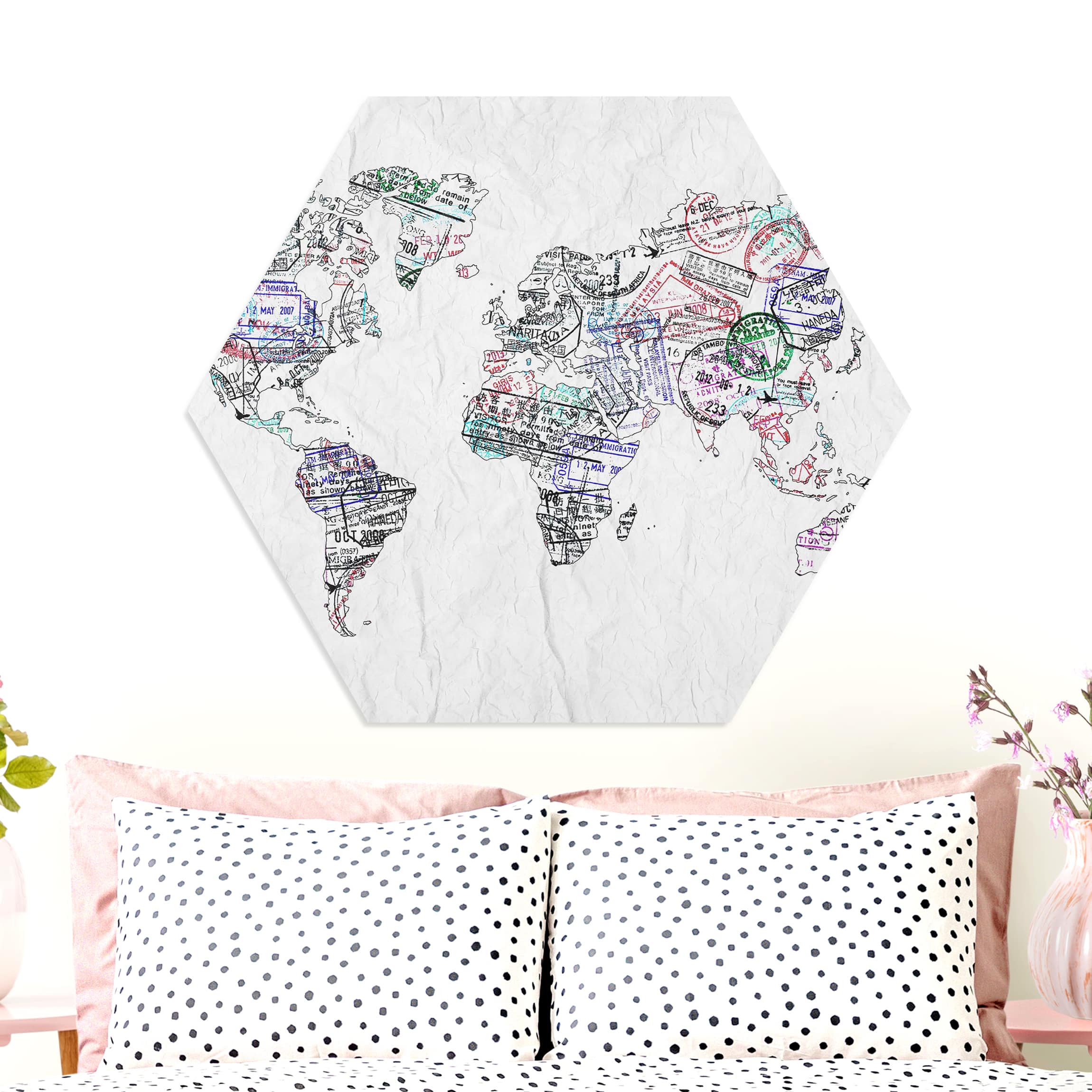 Hexagon-Forexbild Reisepass Stempel Weltkarte