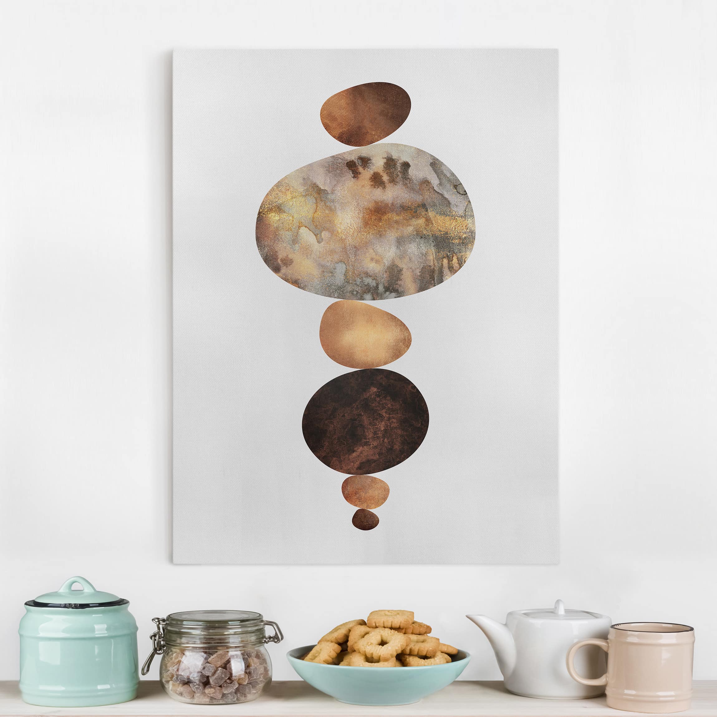 Leinwandbild Balance Weiß Gold