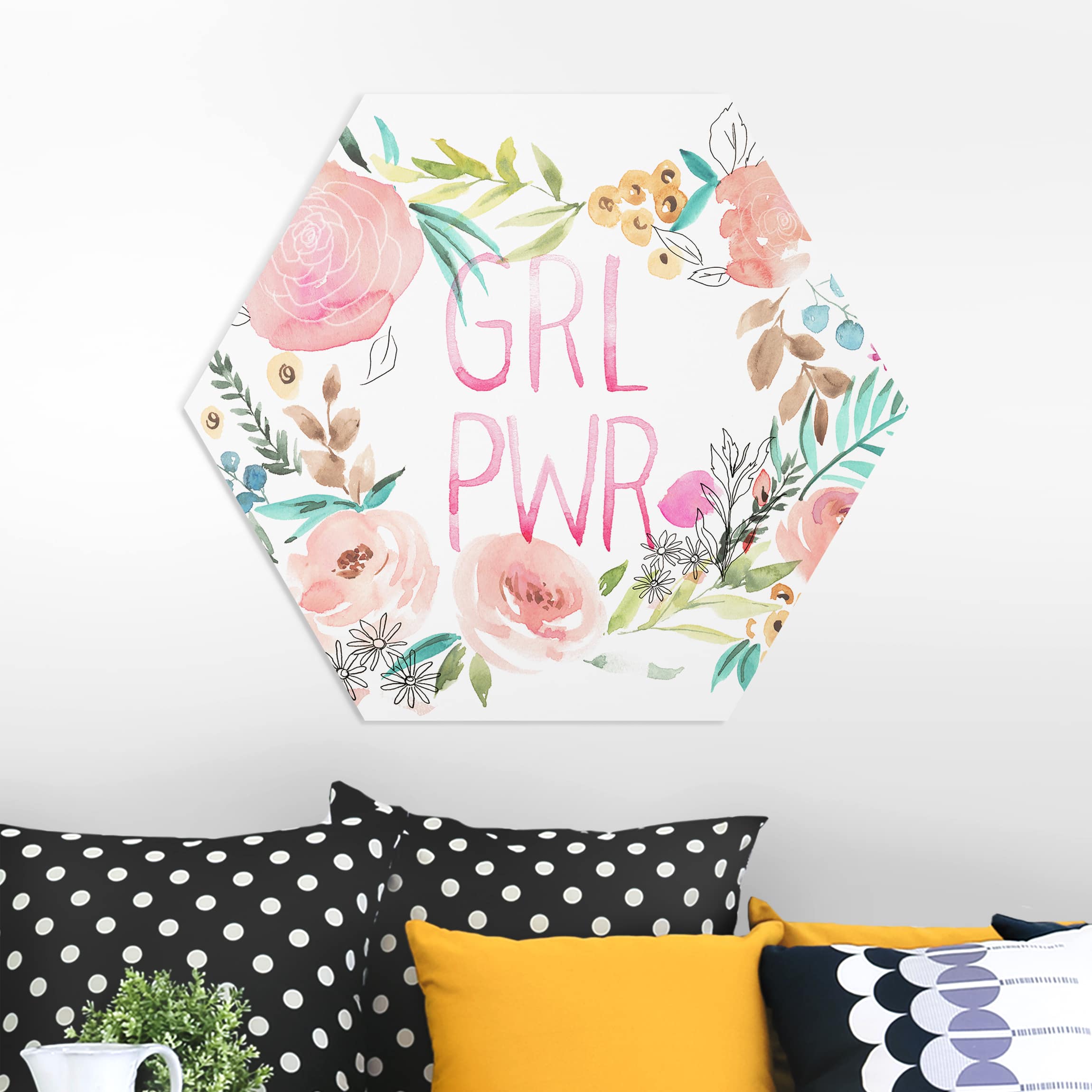 Hexagon-Forexbild Rosa Blüten - Girl Power