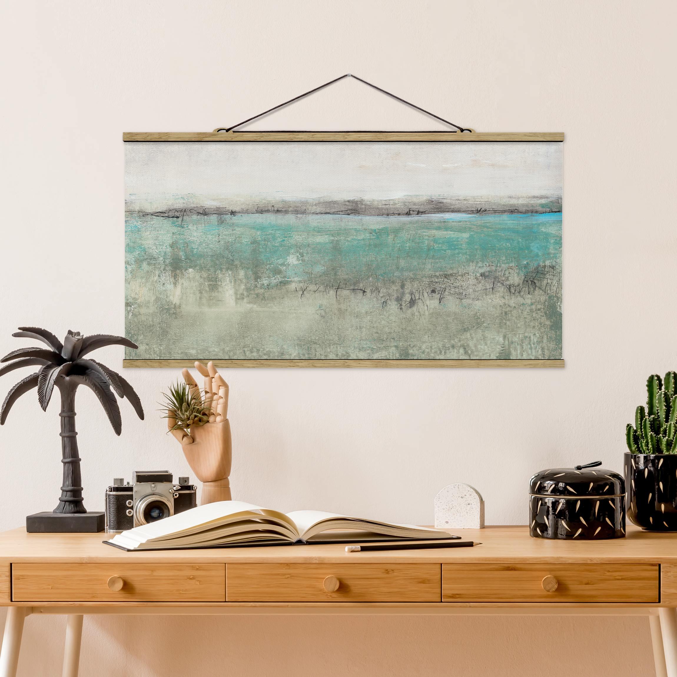 Stoffbild - Querformat Horizont über Türkis I