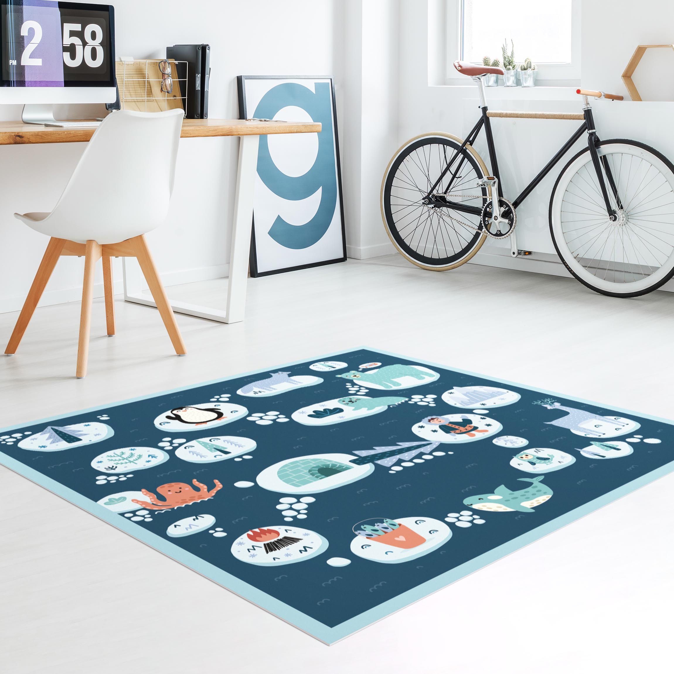 Vinylteppich Antarktis - Eisbär Rudi möchte Fisch