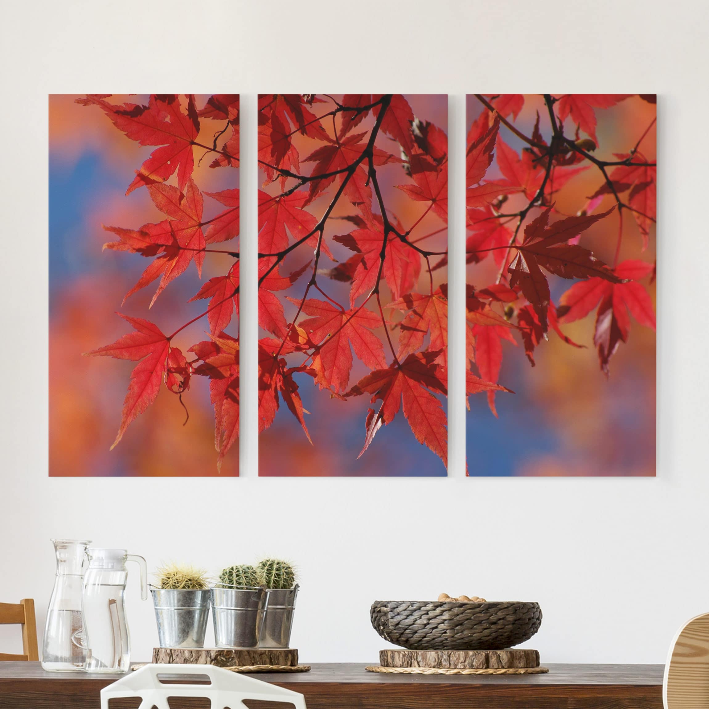 3-teiliges Leinwandbild - Querformat Red Maple