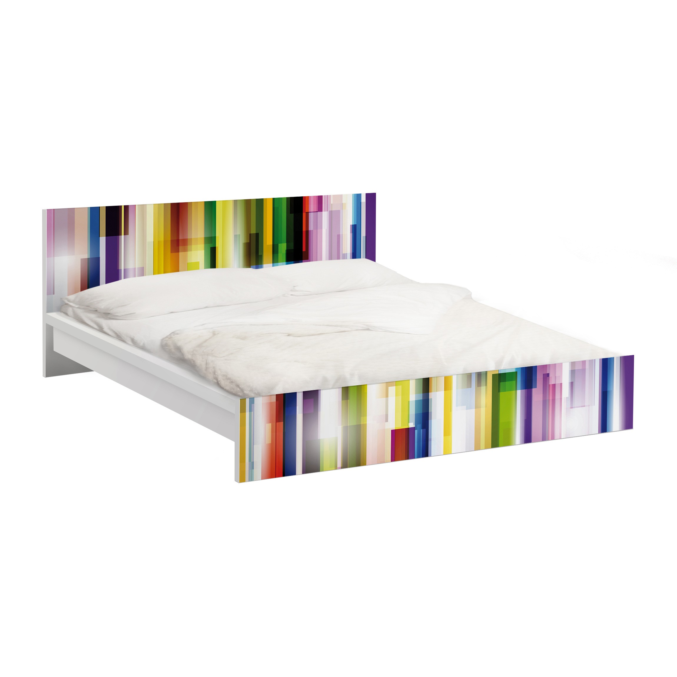 Möbelfolie für IKEA Malm Bett 140 cm Breite Rainbow Cubes