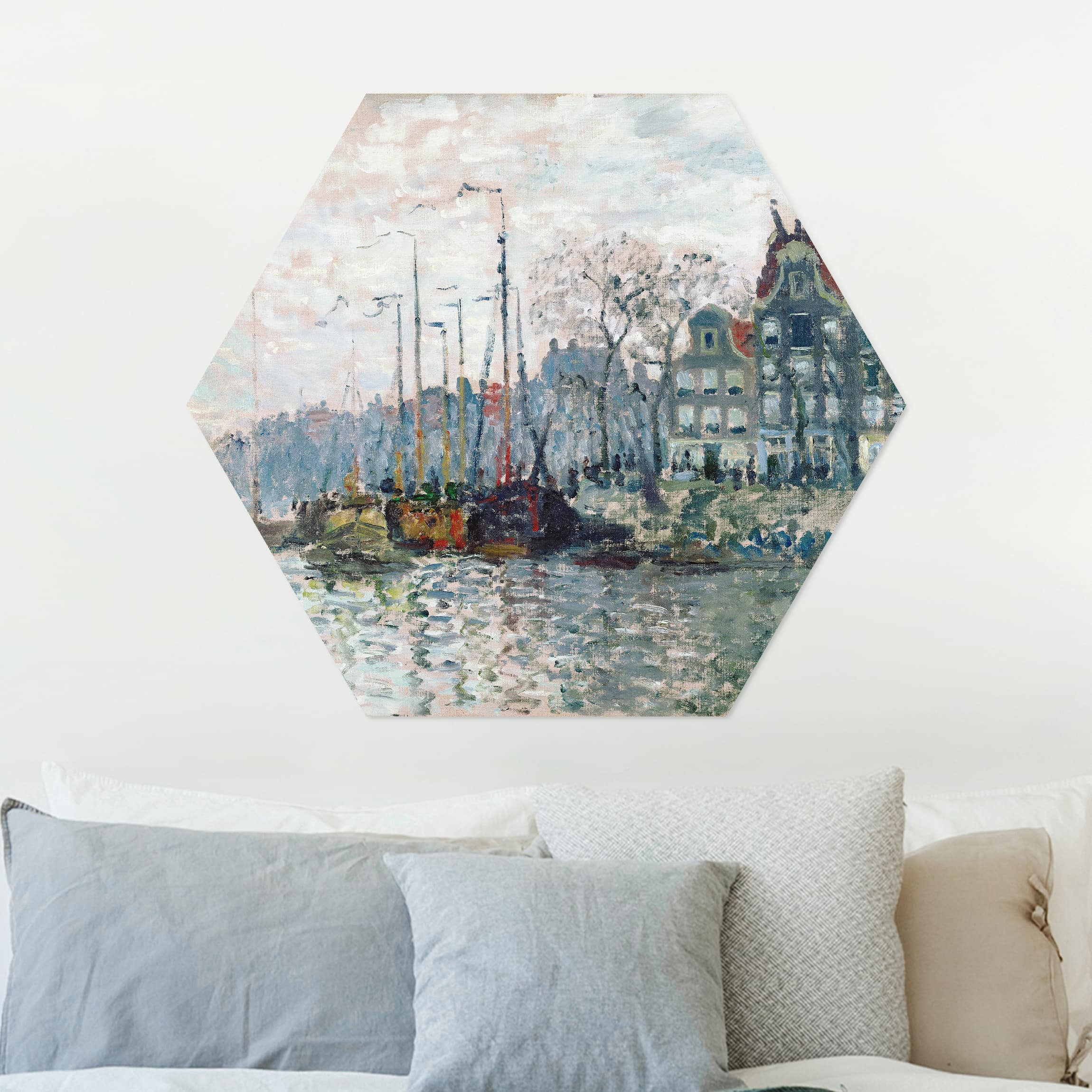 Hexagon-Alu-Dibond Bild Claude Monet - Kromme Waal Amsterdam