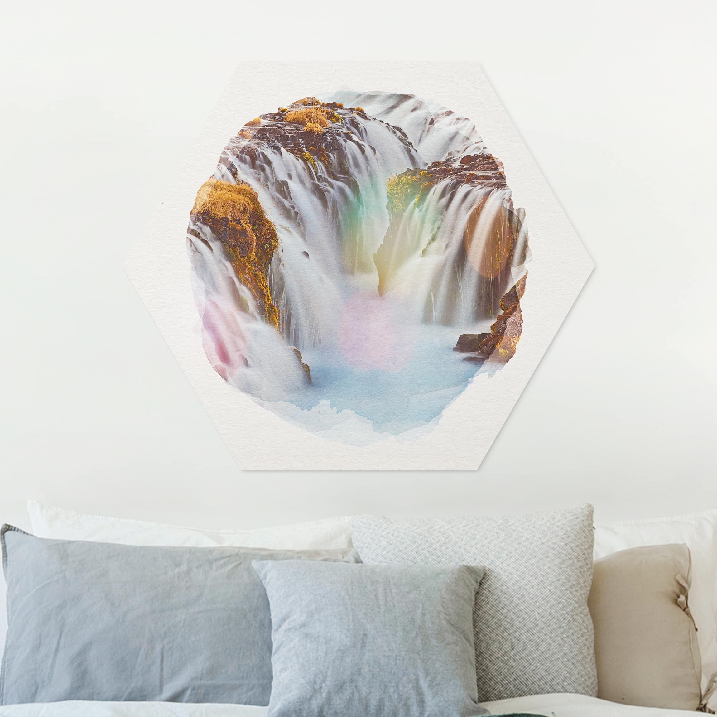 Hexagon-Forexbild Wasserfarben - Brúarfoss Wasserfall in Island