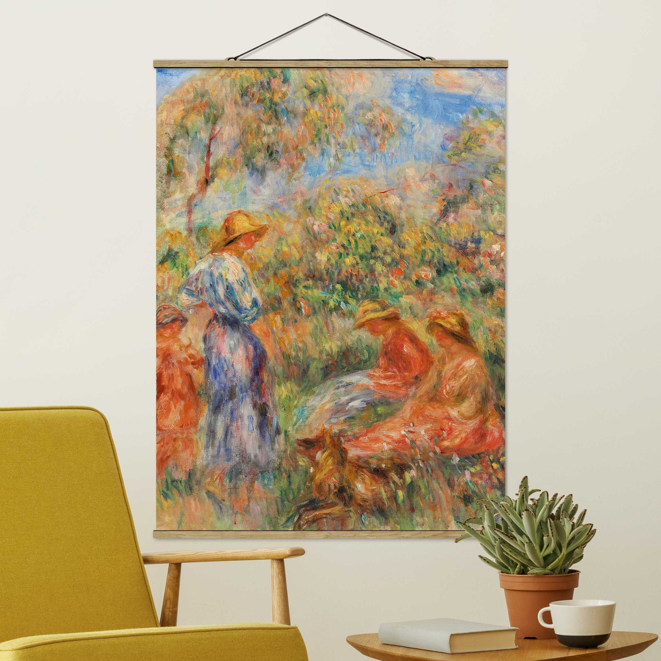 Stoffbild - Hochformat Auguste Renoir - Landschaft mit Frauen und Kind