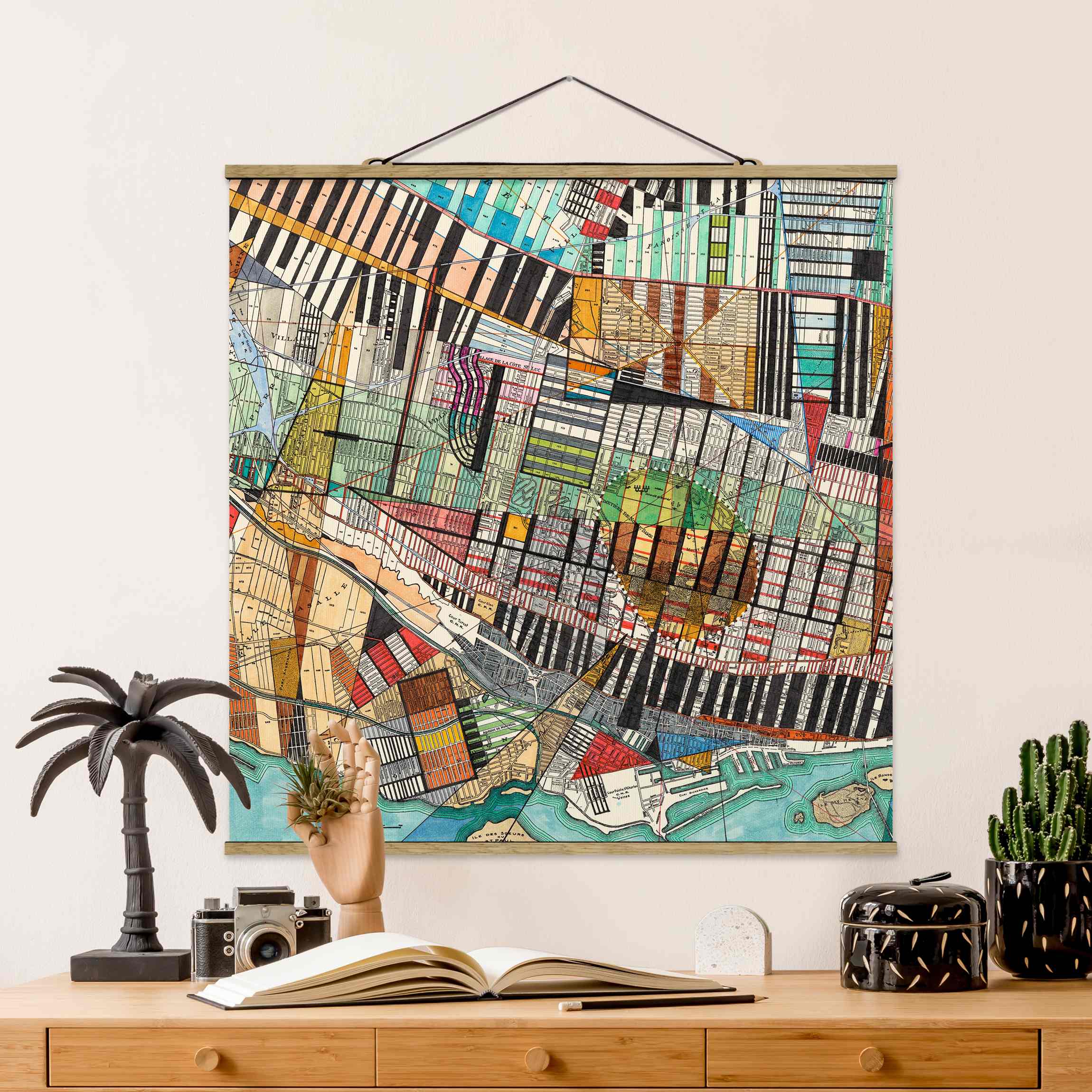 Stoffbild - Quadrat Moderne Karte von Montreal