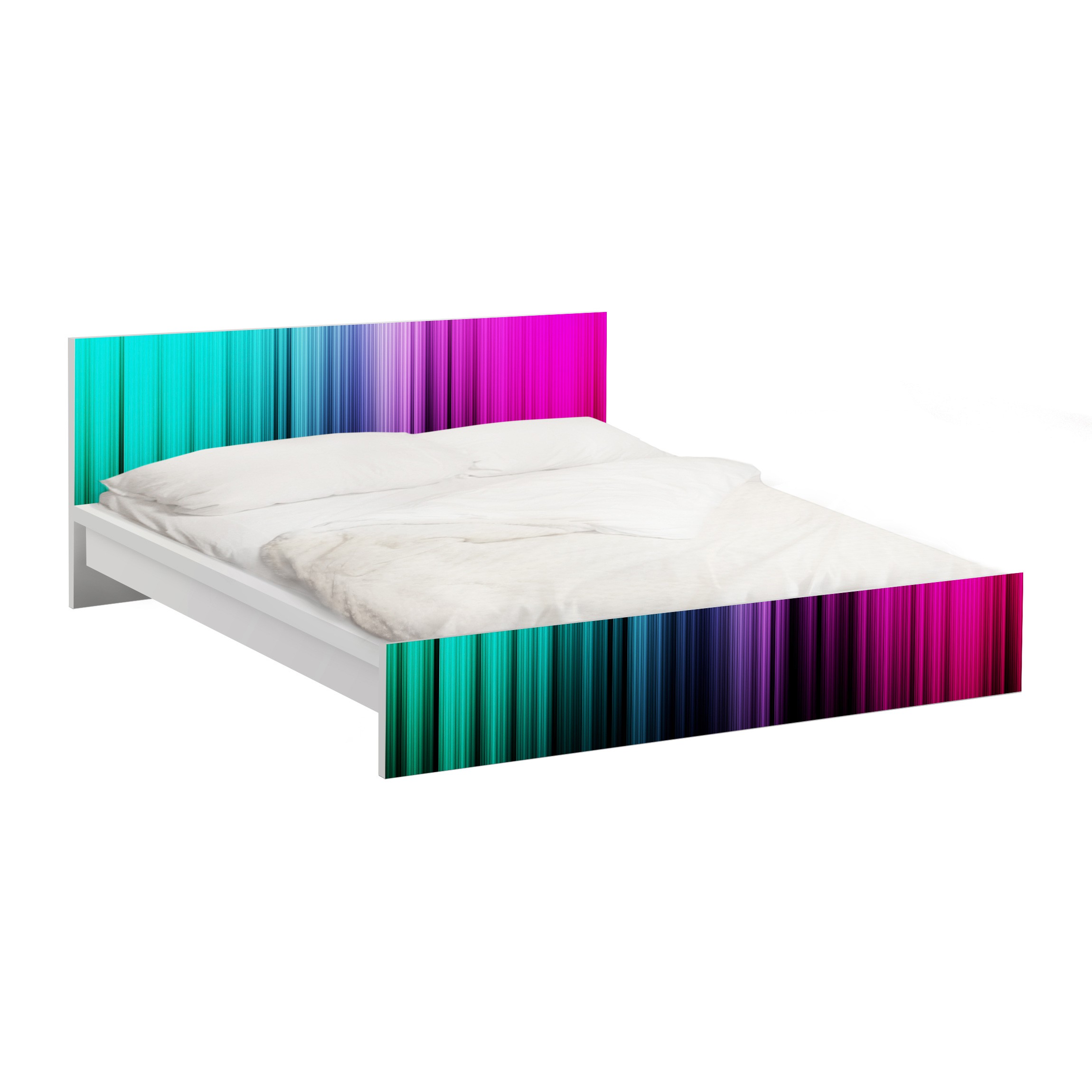 Möbelfolie für IKEA Malm Bett 180 cm Breite Rainbow Display
