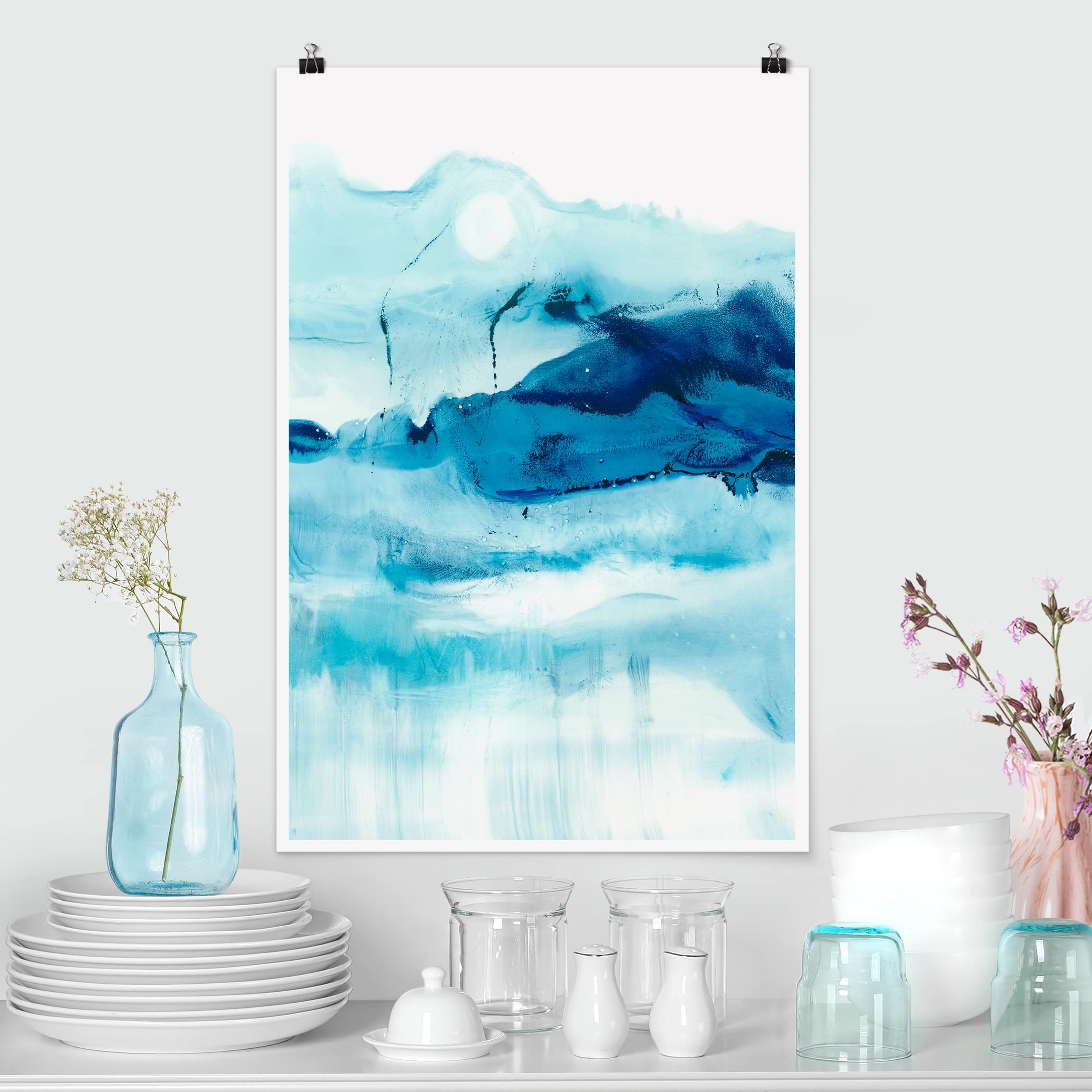 Poster - Hochformat Blaue Strömung I