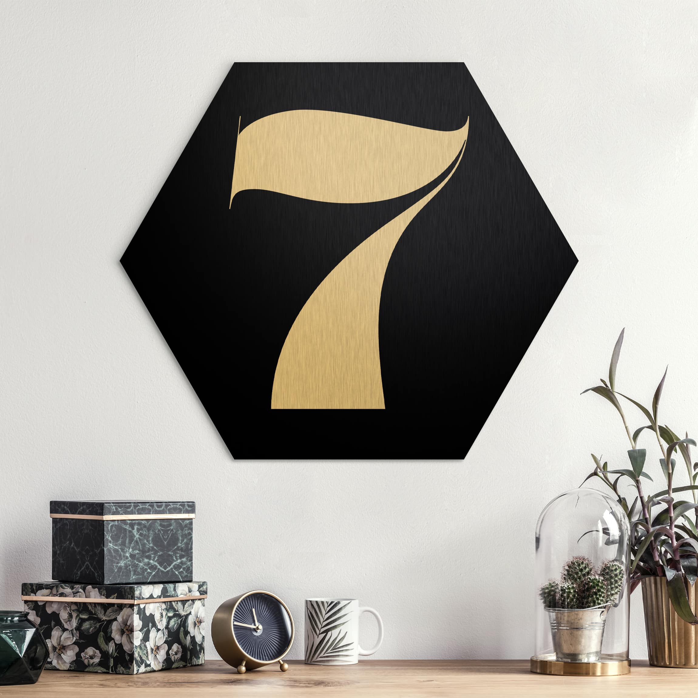 Hexagon-Alu-Dibond Bild Antiqua Zahl 7