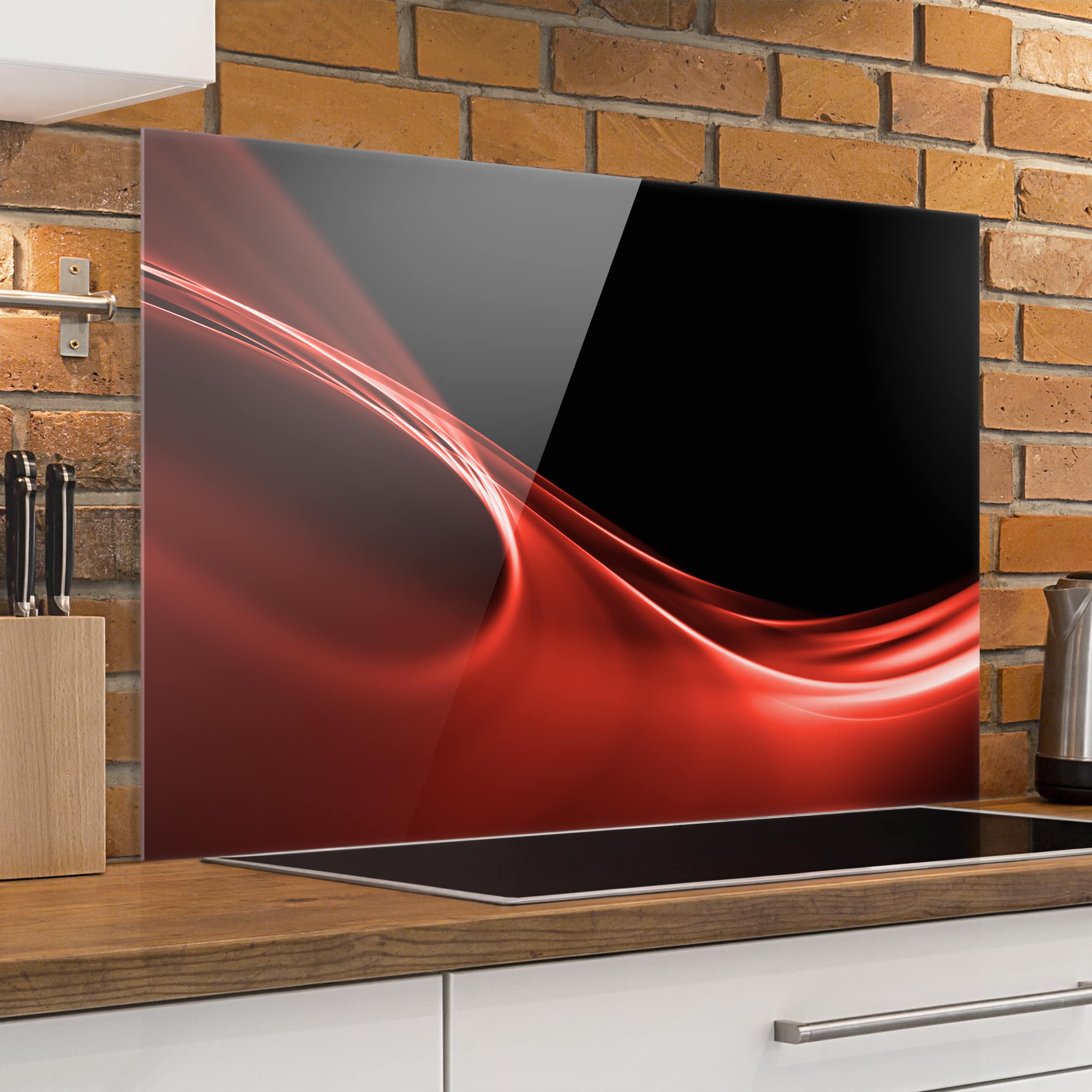 Glas Spritzschutz - Querformat 3:2 Red Wave