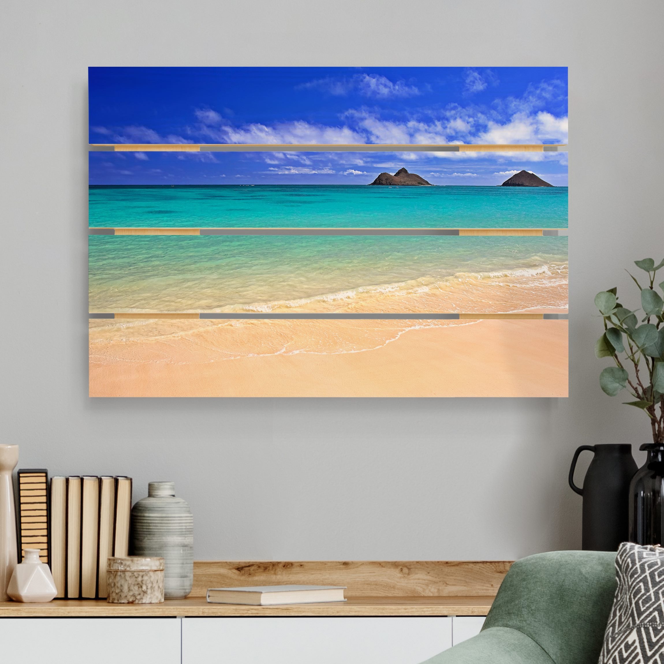 Holzbild Plankenoptik - Querformat Paradise Beach