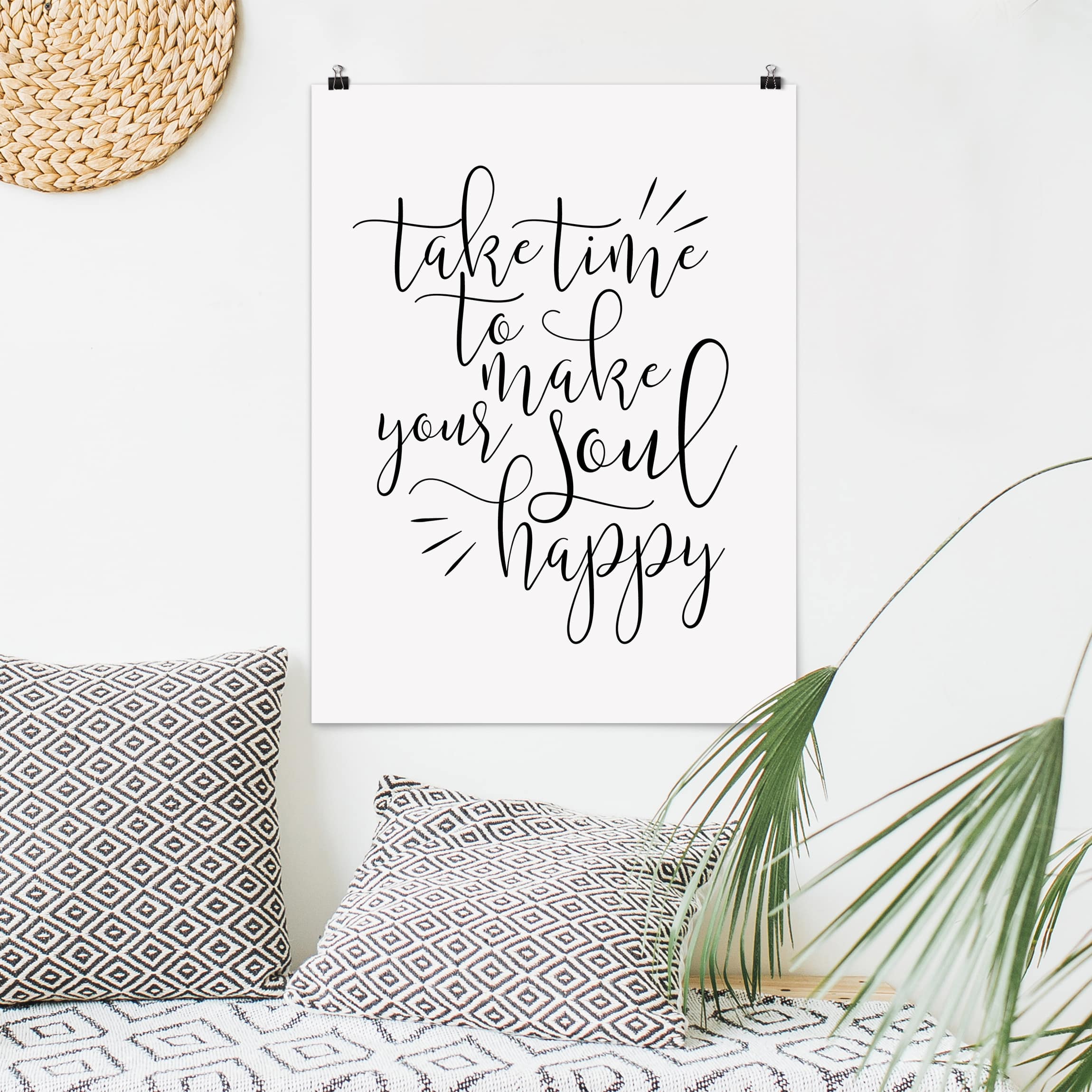 Poster Matt inkl. Posterklammern Take time to make your soul happy